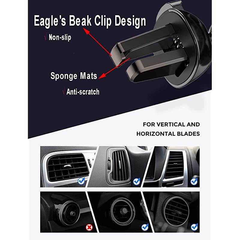 Air Vent Phone Holder  Universal Car Phone Mount for Air Vent One Step Mounting Car Mount 360&deg; Rotatable Car Cradle for Cellphone and All Smartphones Up to 65quot