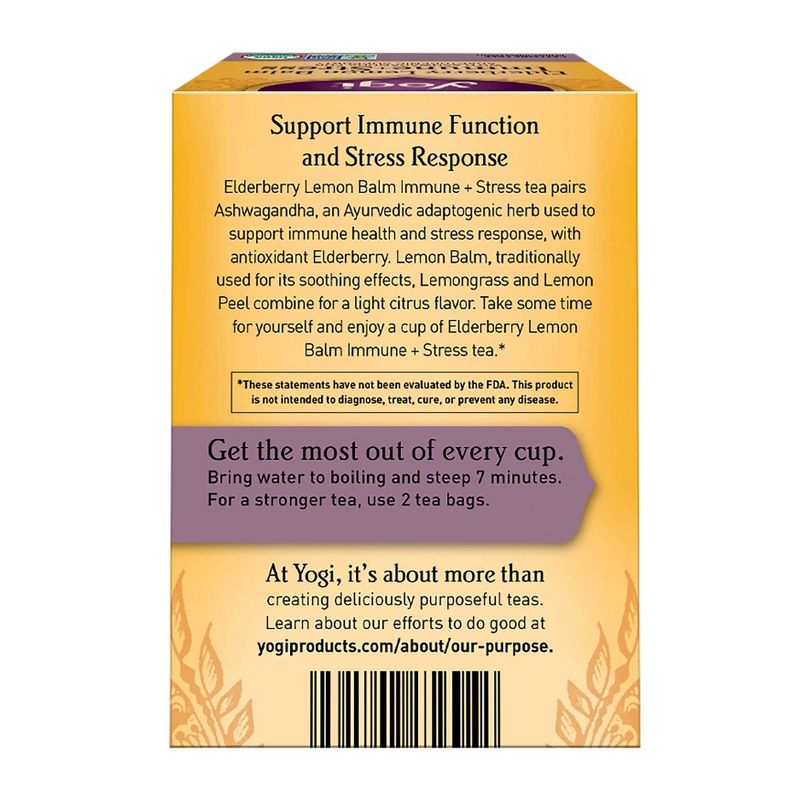 Yogi Tea Elderberry Lemon Balm Immune + Stress - 16ct