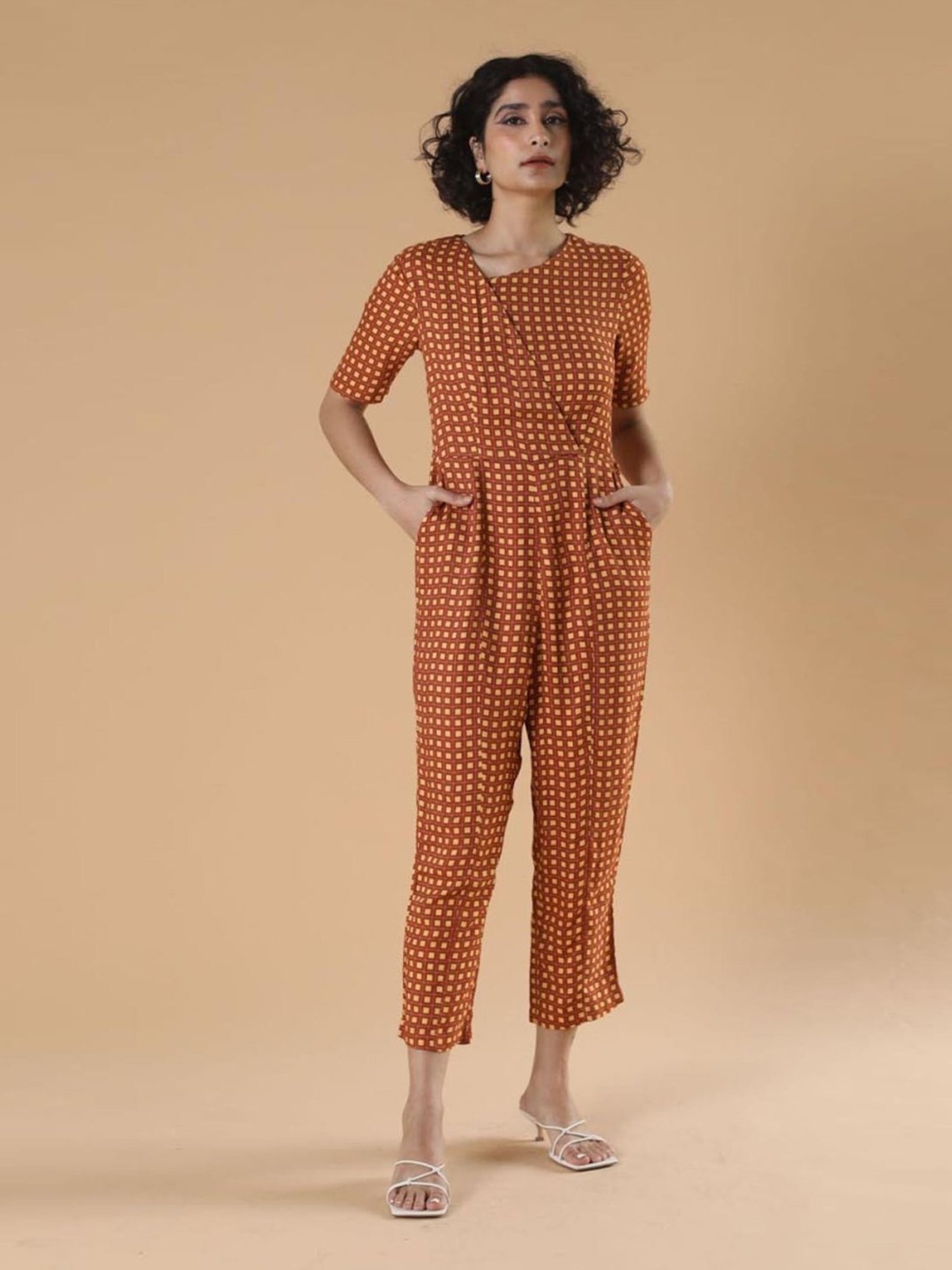 Qua Brown & Yellow The Kom Jumpsuit