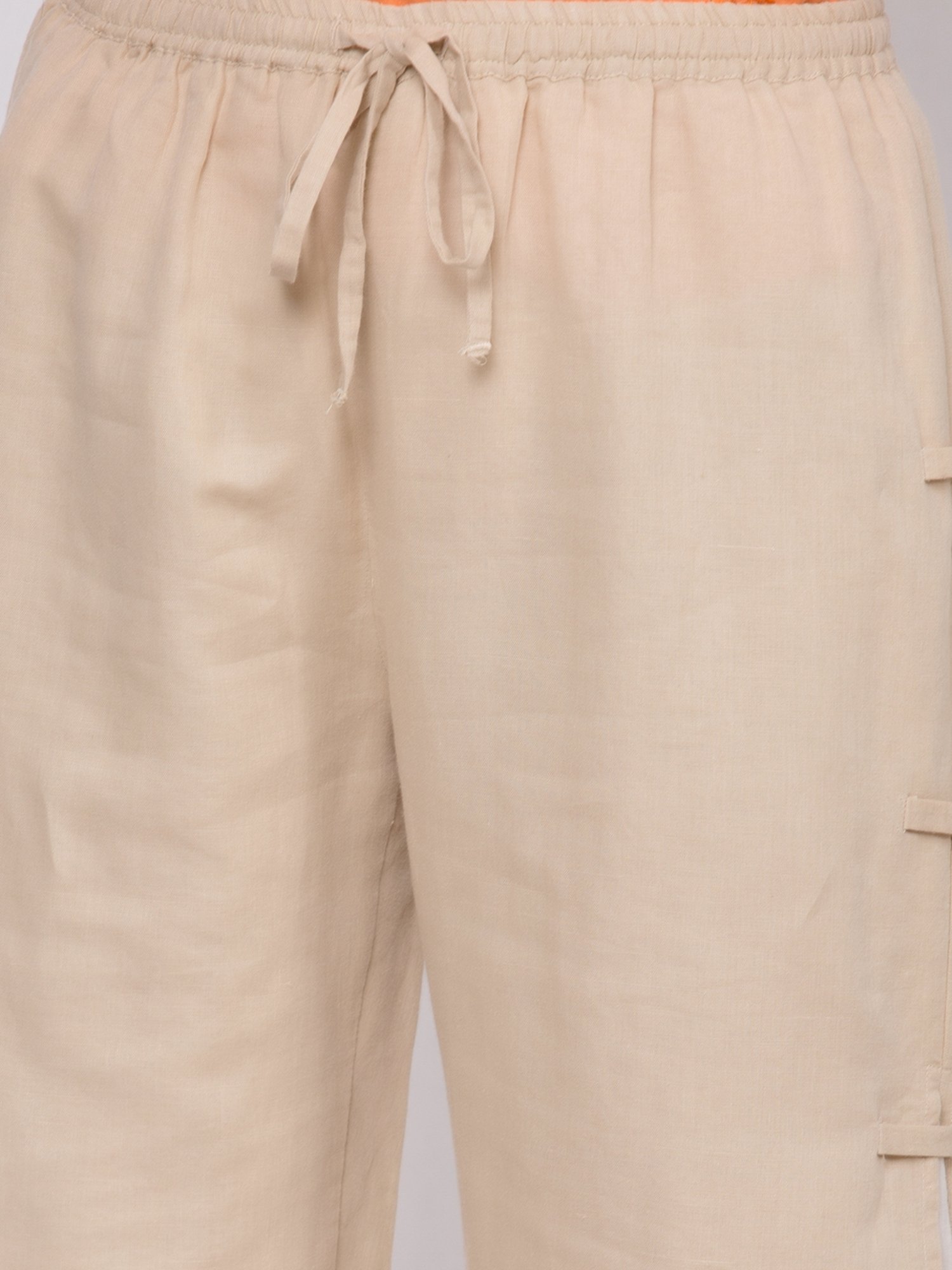 Rooted Beige Straight Fit Trousers
