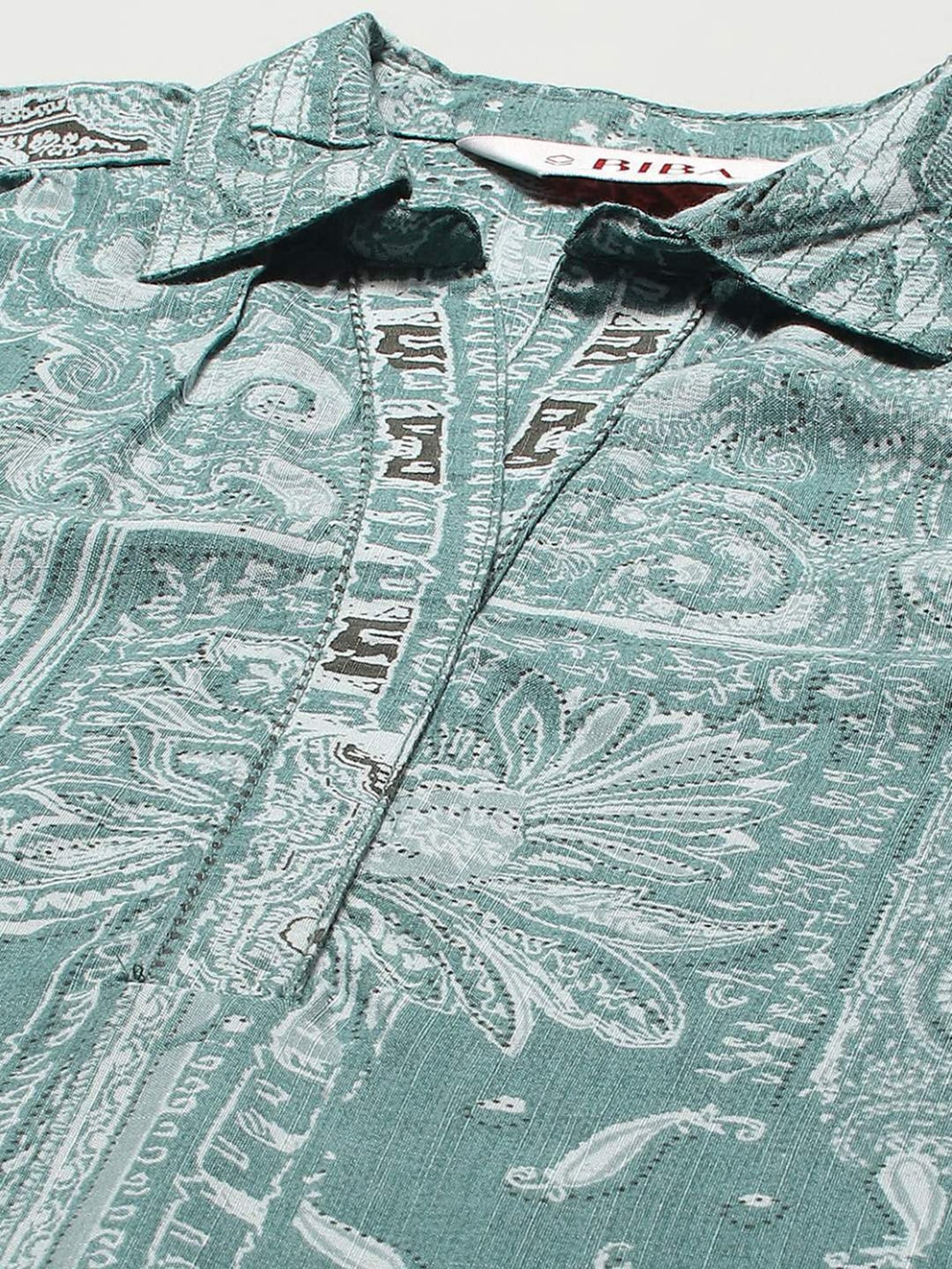 Biba Green Printed A Line Short Kurti