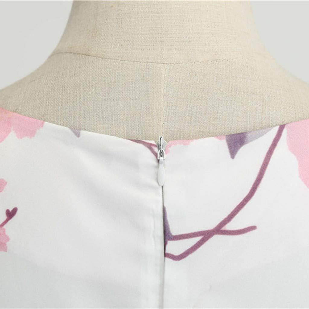 Prom Dresses for Women,Women Vintage 1950s Retro Print Sleeveless Casual Evening Party Prom Swing Dress