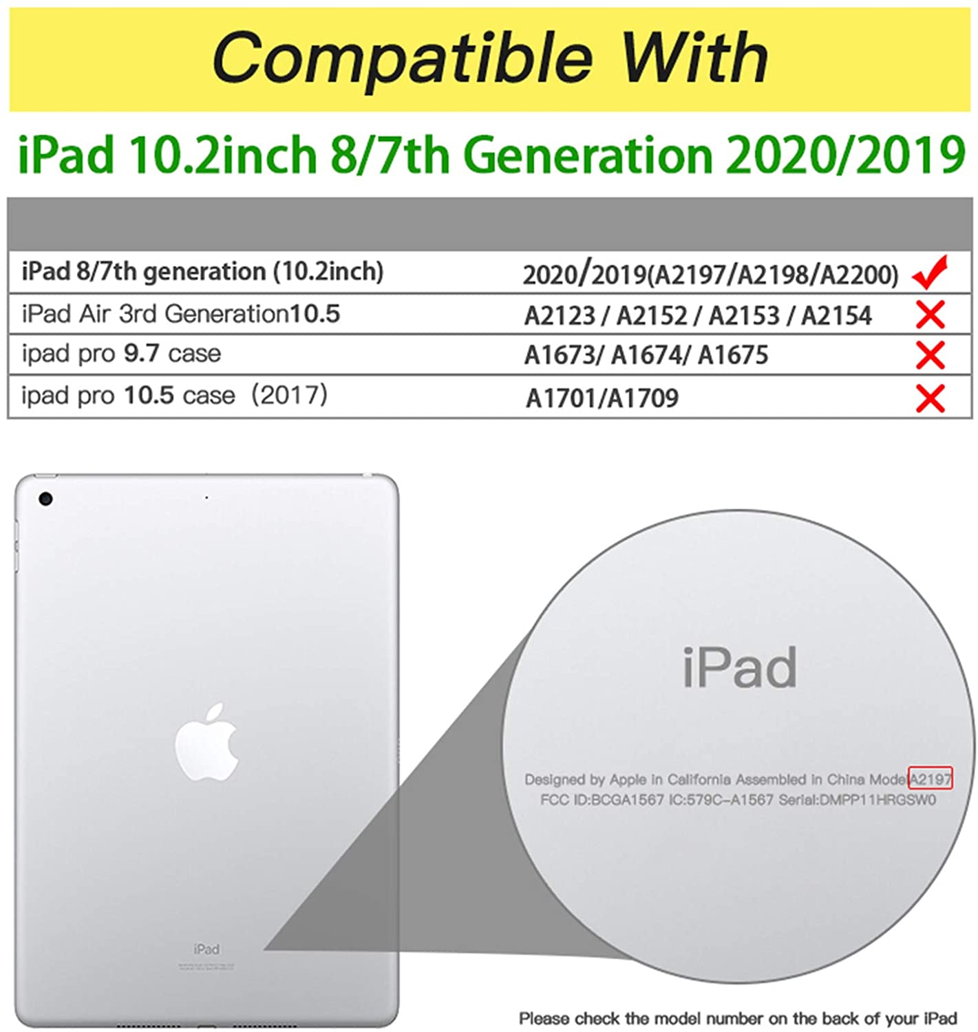 Mazepoly Compatible for Apple iPad 10.2 inch 8th/7th Generation 2020/2019 Case with Apple Pencil Holder, Slim Soft Silicone Smart Trifold Stand Protective Cover Case (Dark Green)