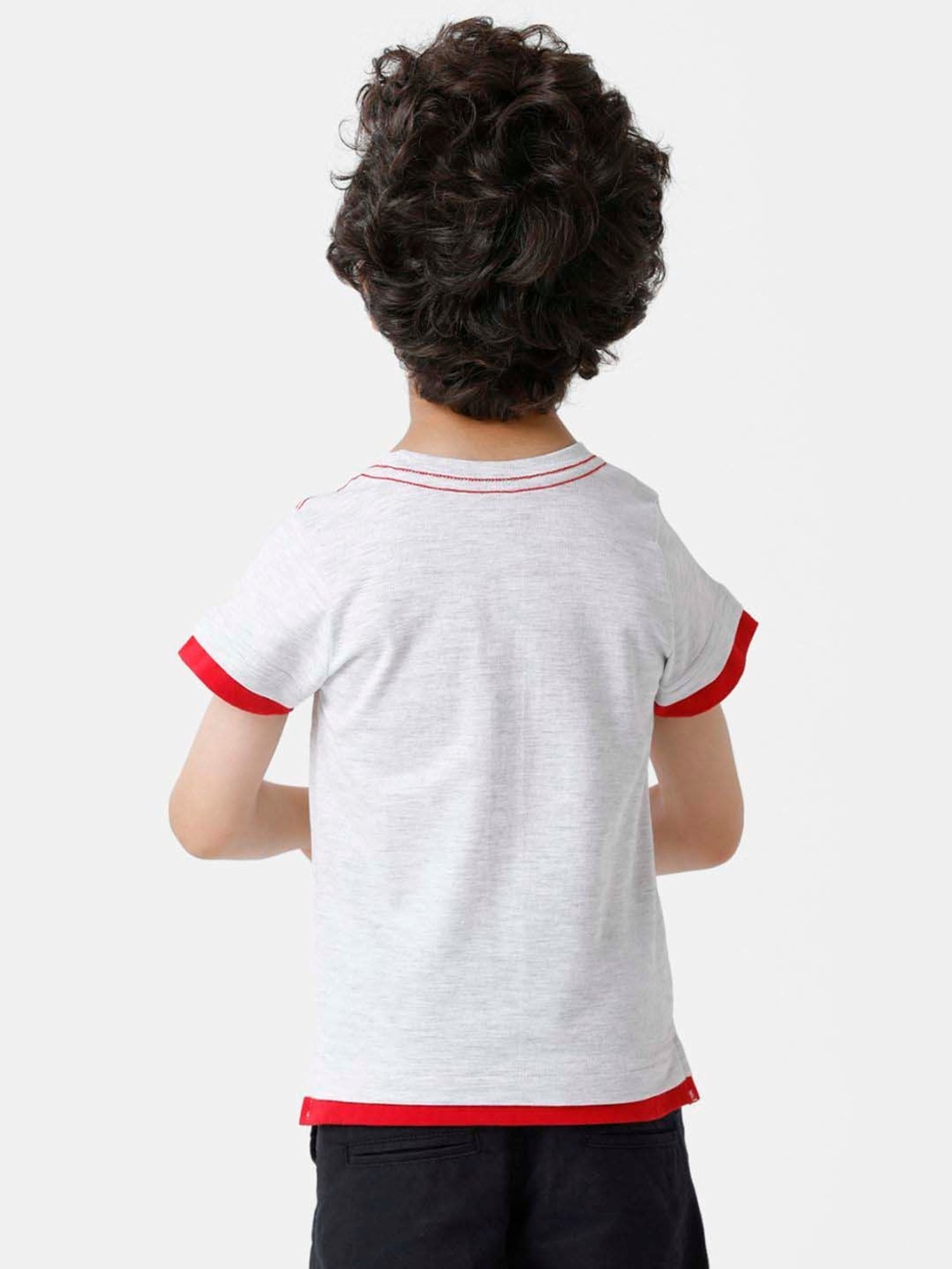 Kate & Oscar Kids Off-White & Red Cotton Printed T-Shirt