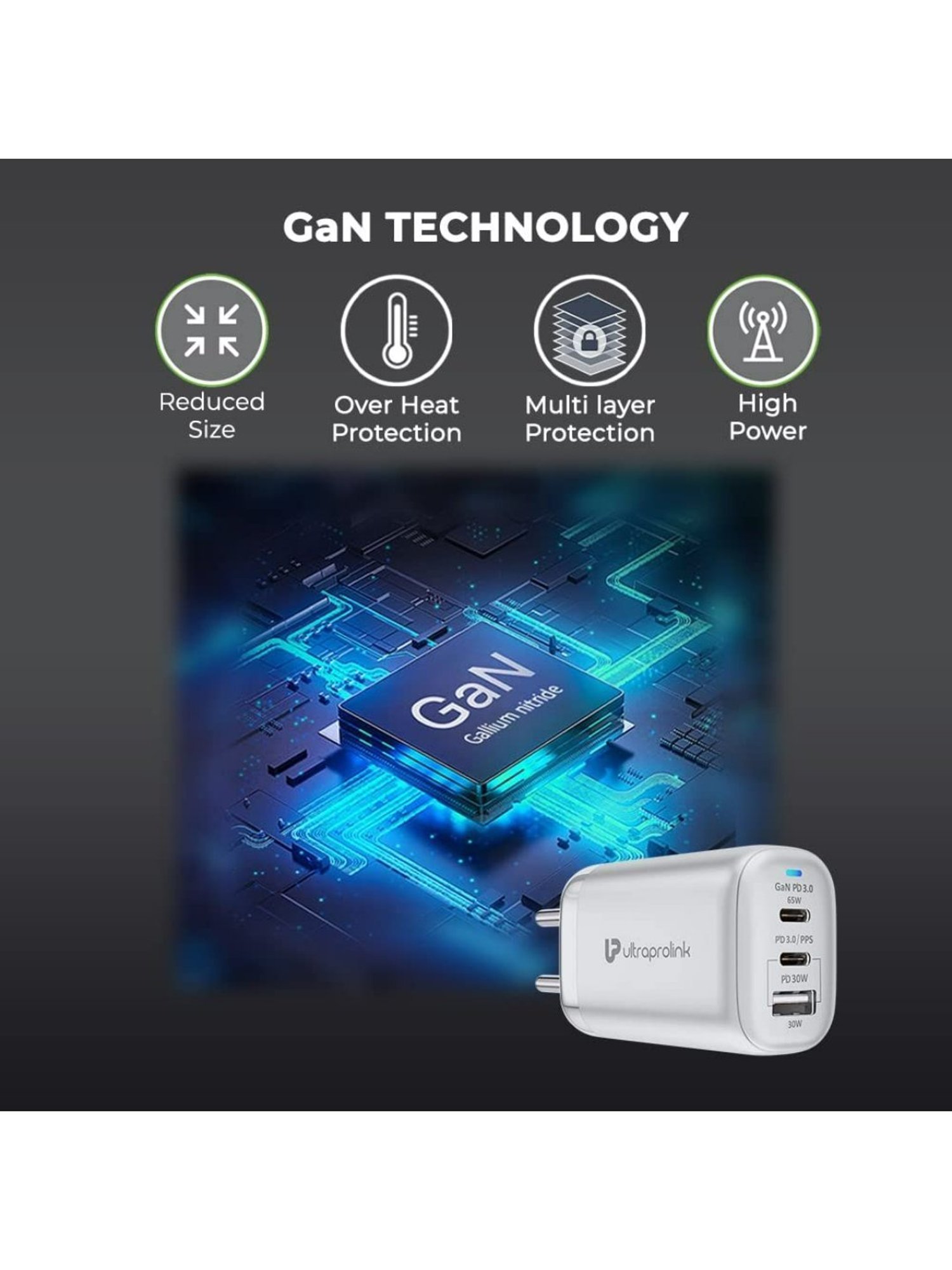 Ultraprolink UM1101W Boost PD 95W GaN Charger with 2m Cable (White)