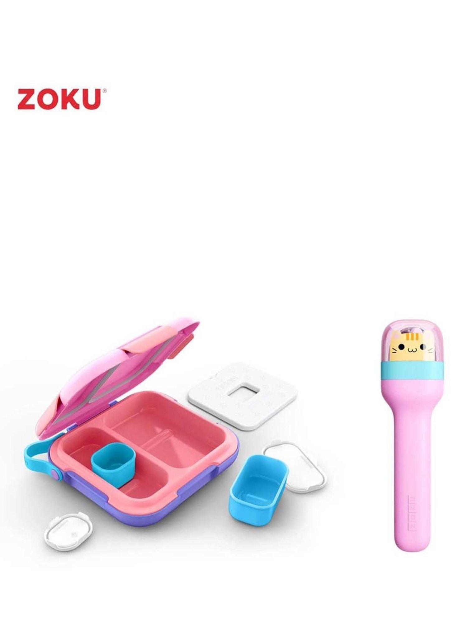 Zoku 2-Piece Multicolor Medium Kids Lunch Box & Pocket Cutlery Set