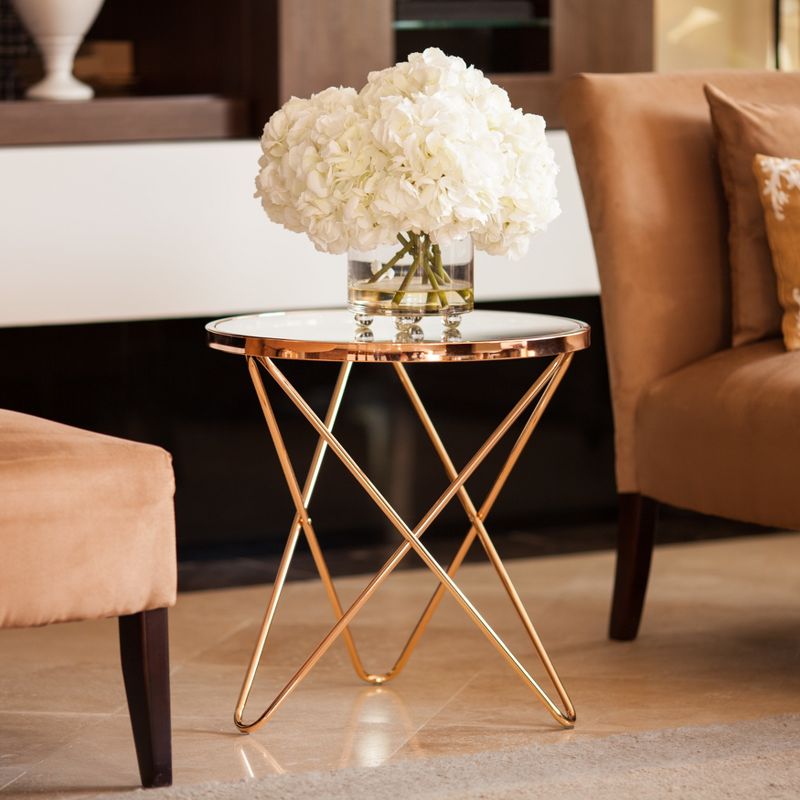 Danya B. Tetra Clear Glass top Round End Table with Metal Frame - Gold