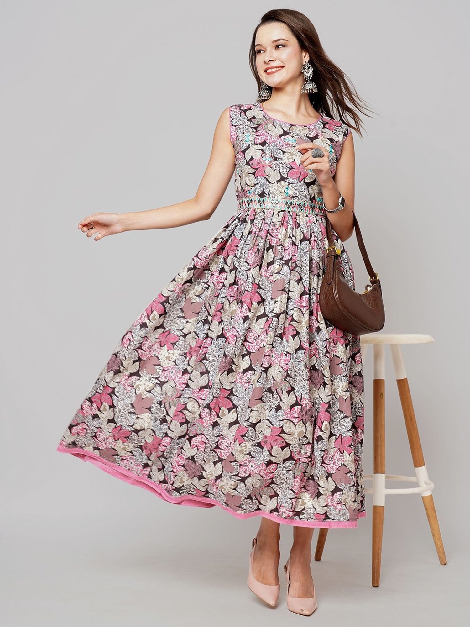 KIANA Multicolored Cotton Printed Maxi Dress