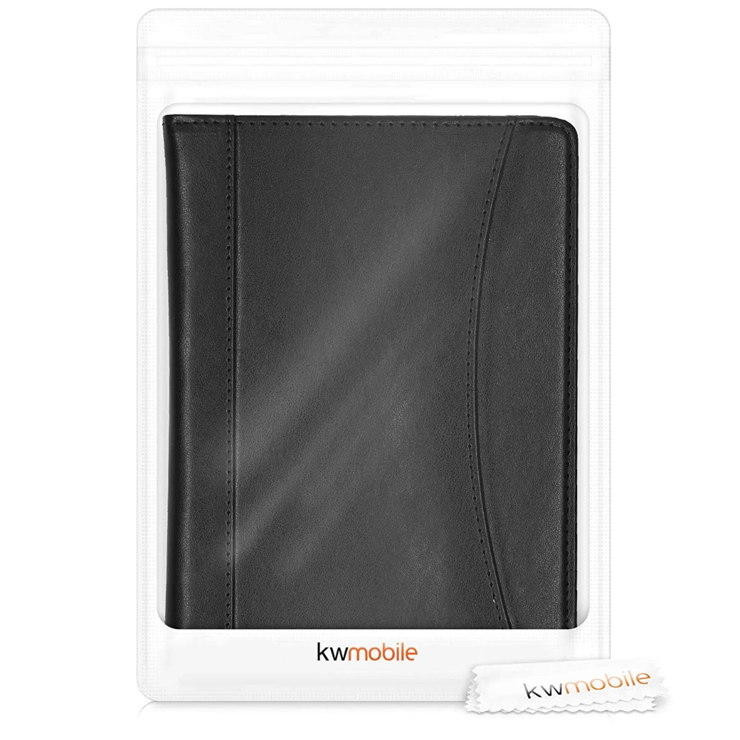kwmobile Case Compatible with Kobo Aura H2O Edition 2 - PU Leather Cover with Magnetic Closure, Strap, Front Pocket - Black