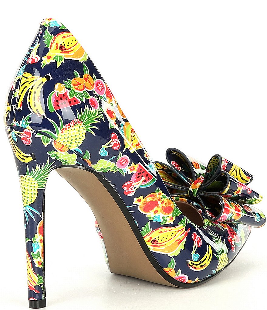 Betsey Johnson Prince Fruit Printed Bow Pumps