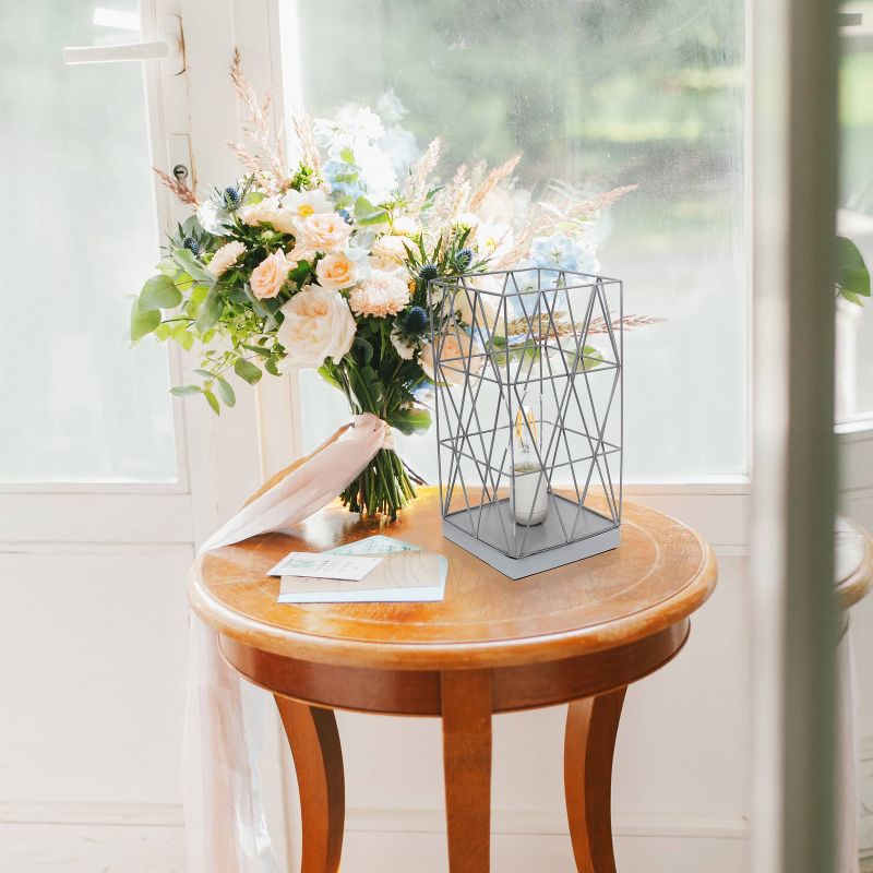 Metal Geometric Square Table Lamp Gray - Simple Designs