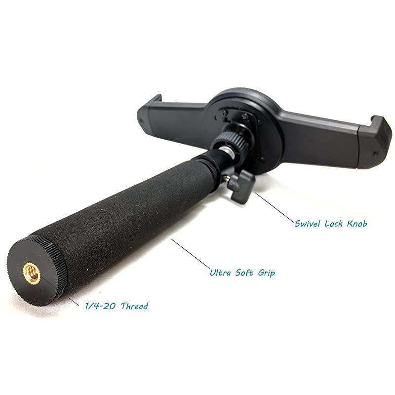 G10 Pro Large Universal iPad Pro Tablet Tripod Mount + Camera Tripod Adapter Hand-Held Monopod w/ 360&deg; Swivel Mini Ball Head - Works with Case - Compatible with iPad Pro and Other 9-13" Tablets