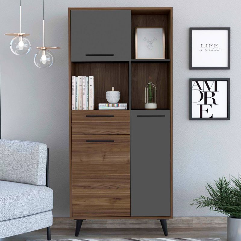 63" Lindon 3 Tier Shelf Bookshelf Medium Wood - RST Brands