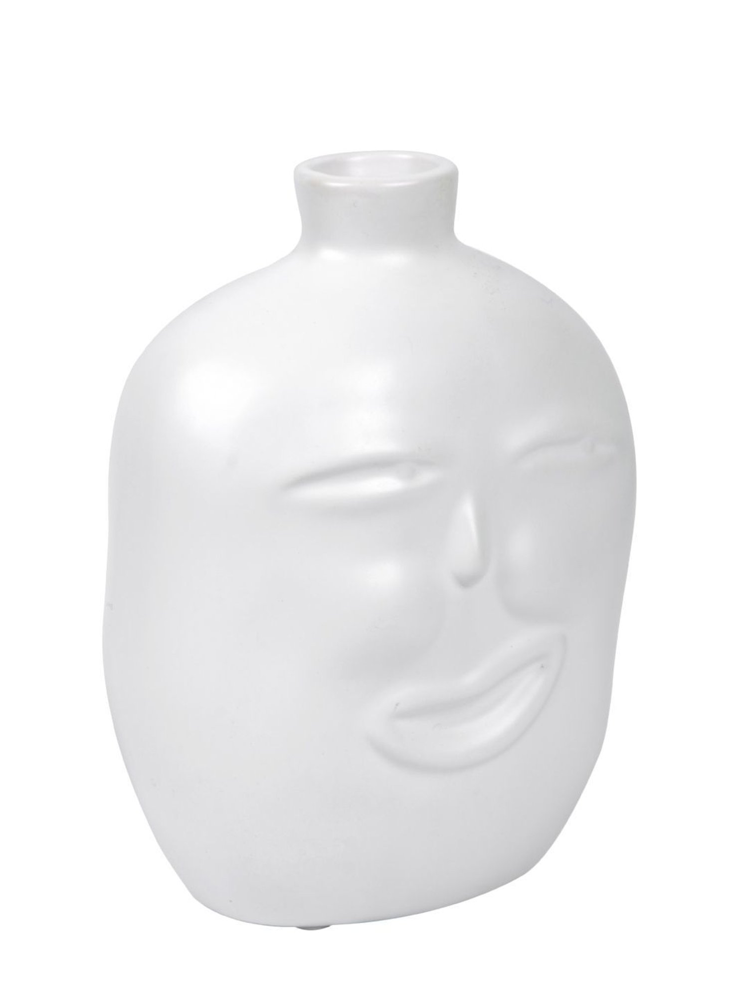 Tayhaa White Ceramic Face Shape Vase