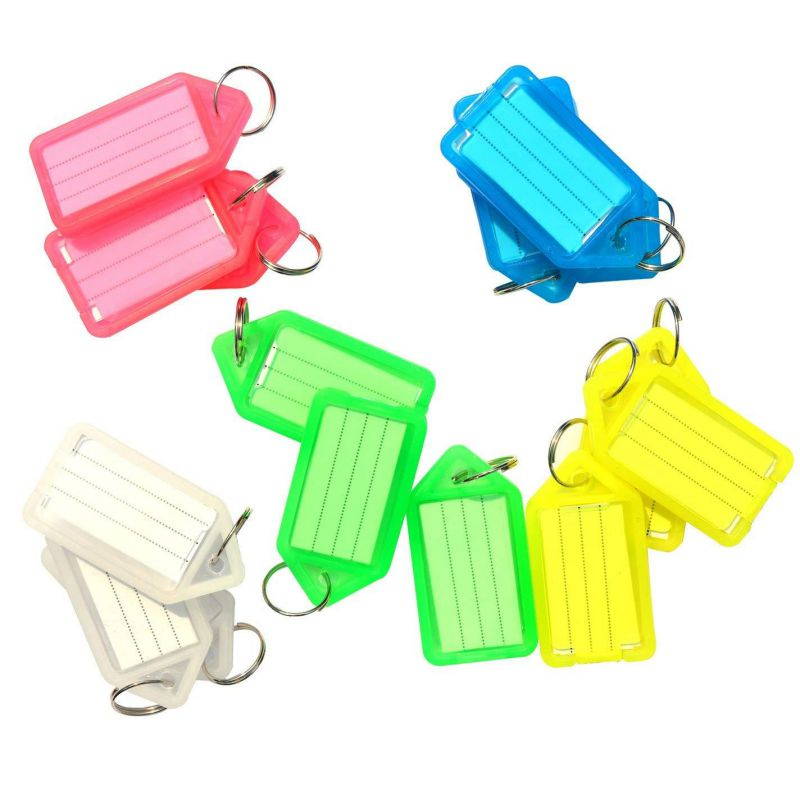 Uniclife 20 PCS Key ID Label Tags Color Keyring Holder Tags with Label Window, Assorted Colors