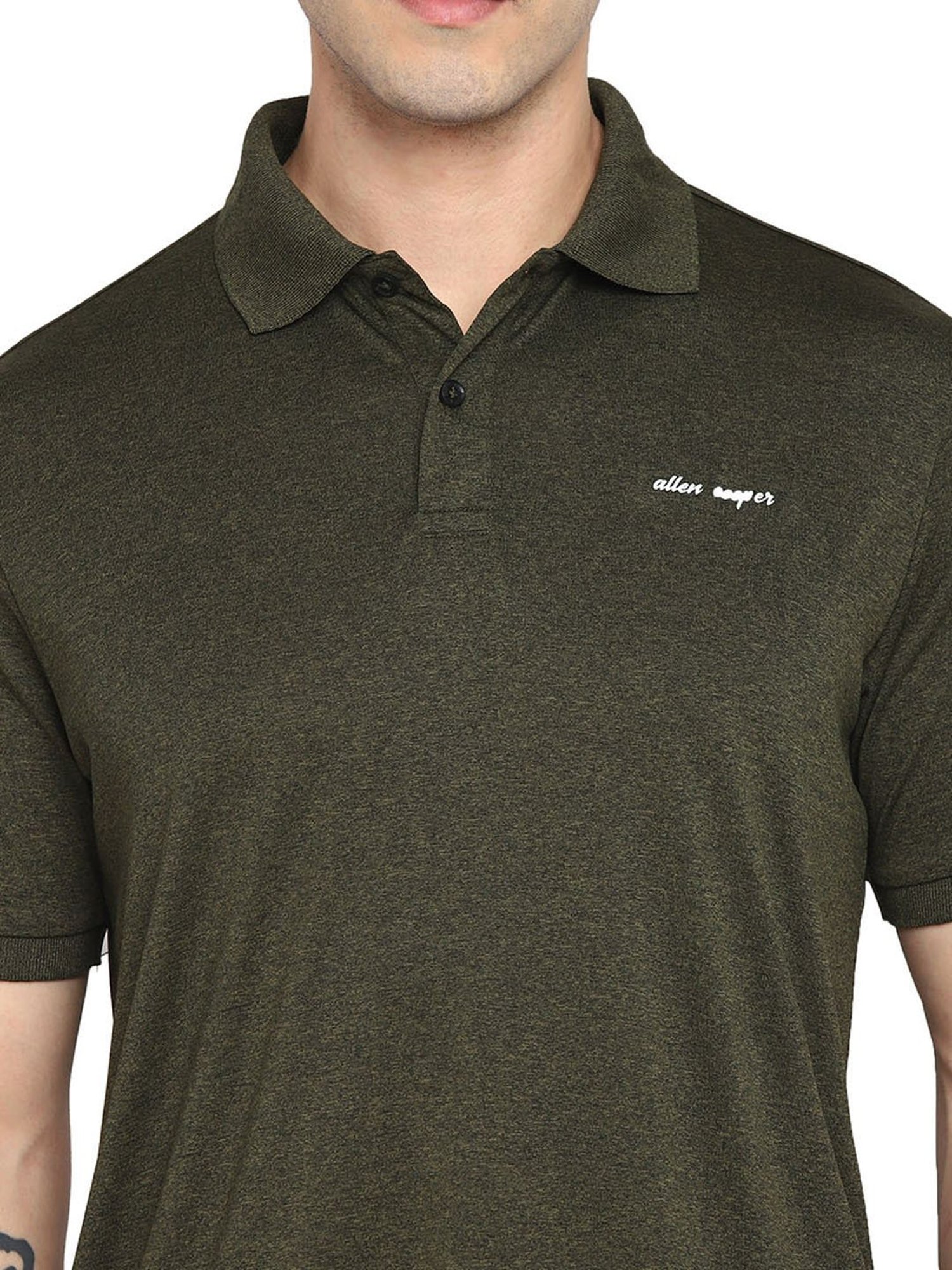 Allen cooper Olive Regular fit Polo T-Shirt