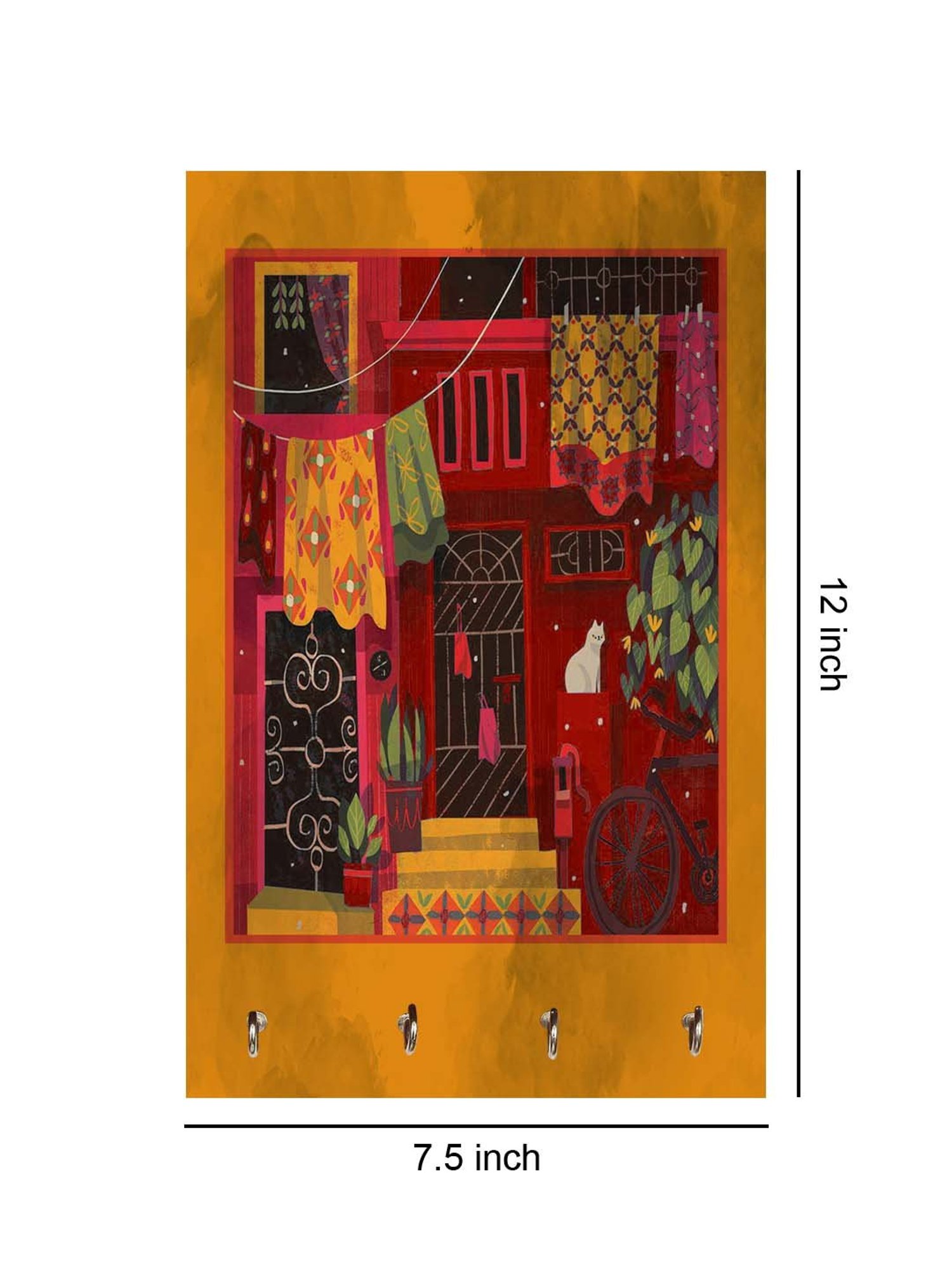 Art Street Black Mdf Jharokha Jali Square Hanging Ornaments Wall Art - Set of 4