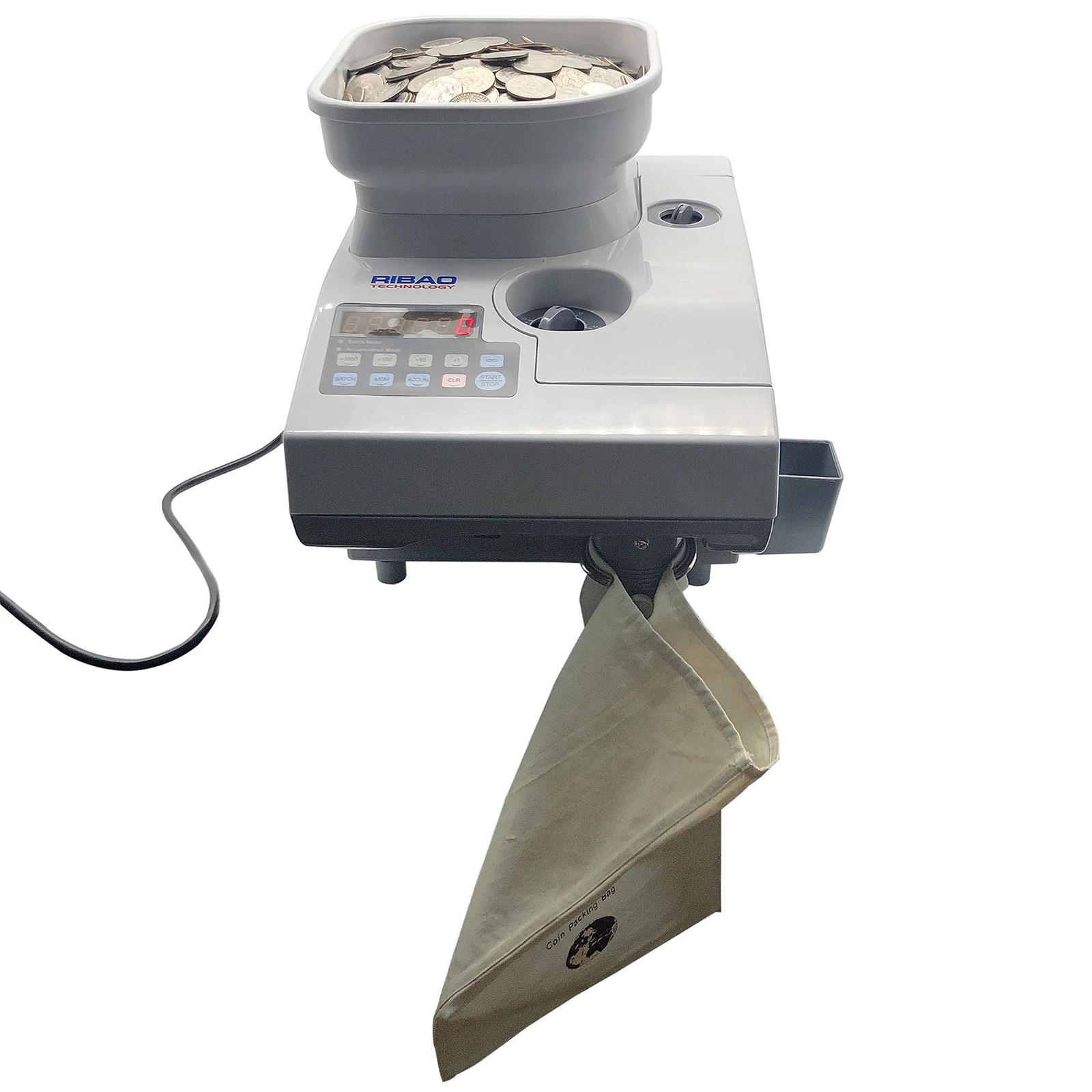 Ribao CS-2000 Heavy Duty Coin Counter and Sorter with Large Hopper Capacity