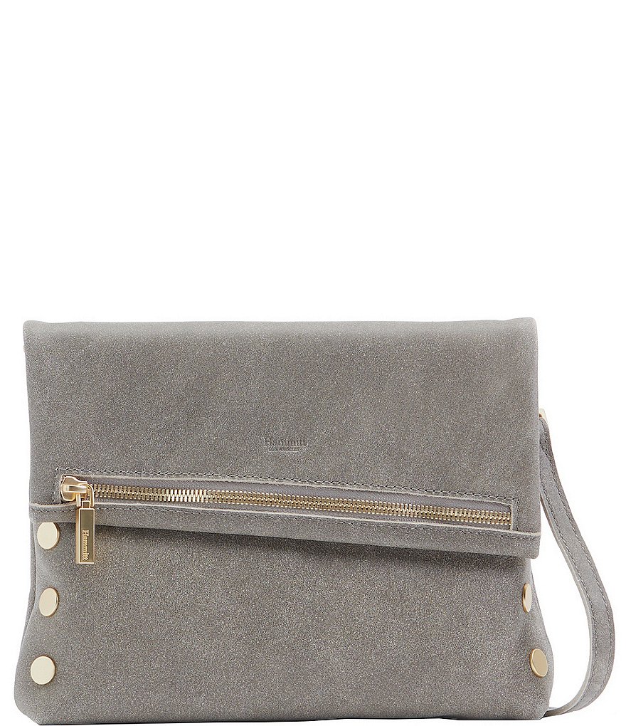 Hammitt VIP Studded Leather Fold-Over Zip Flap Medium Crossbody Bag