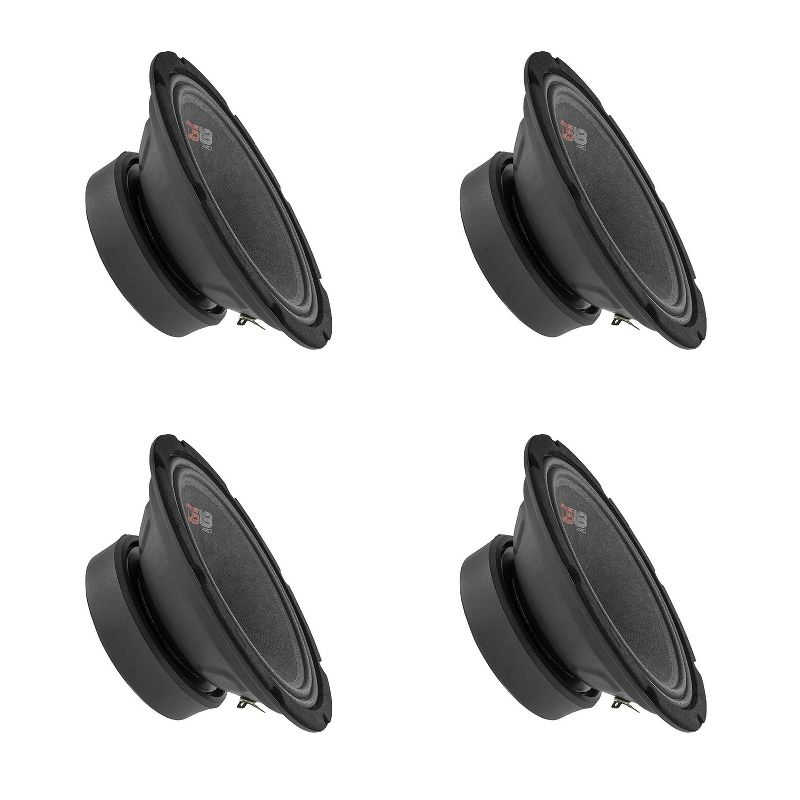 DS18 DS18-PRO-GM8SE Pro GM 8" 480 watt 8 Ohm Mid Range Car and Truck Door Loudspeaker with Black Steel Basket Sealed Back Design (4 Pack)