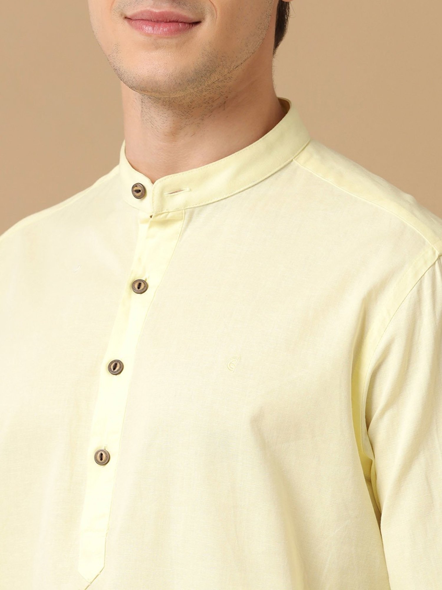 CAVALLO by Linen Club Yellow Contemporary Fit Shirt