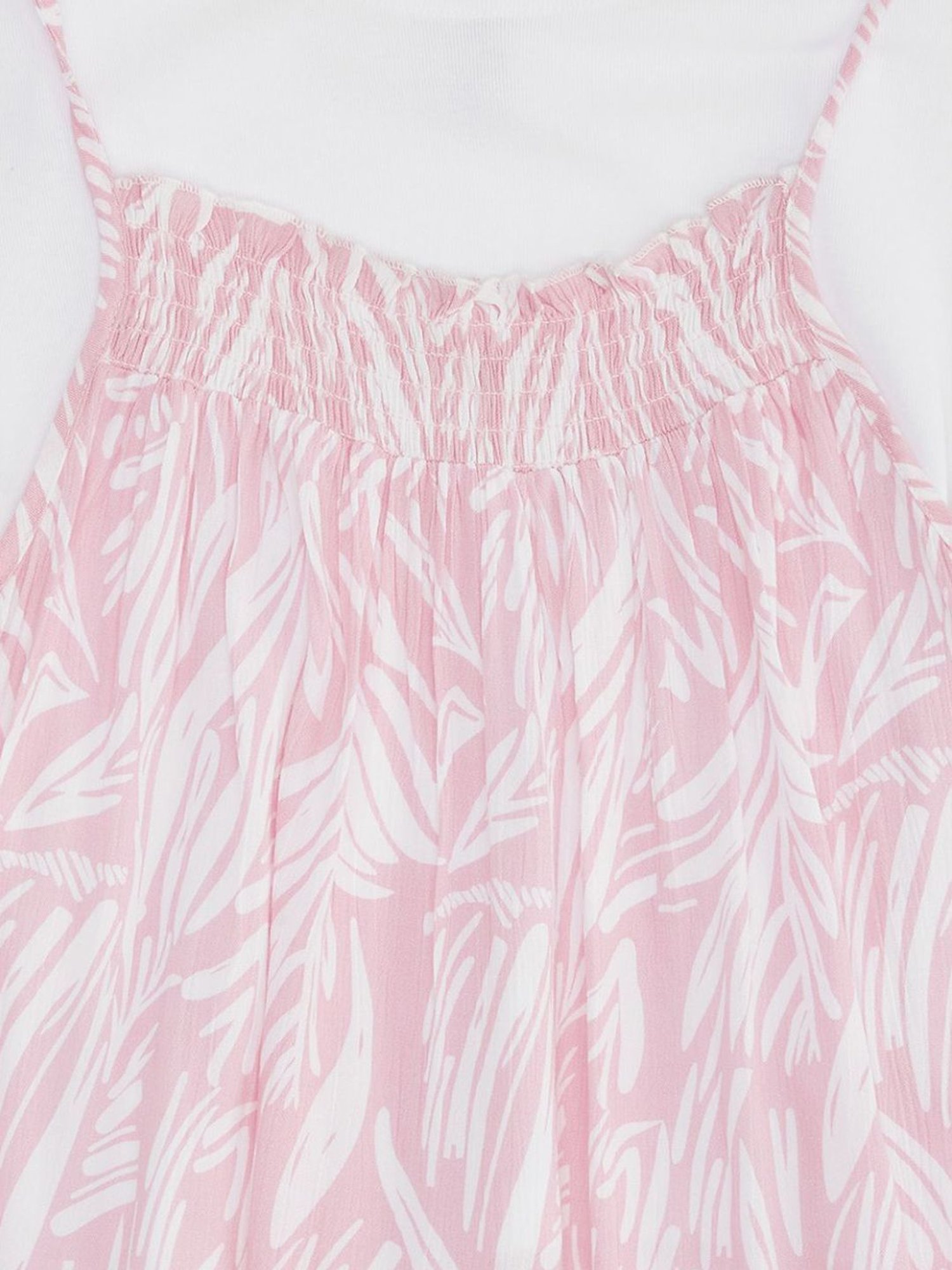 Pantaloons Junior Pink & White Cotton Printed Dress Set