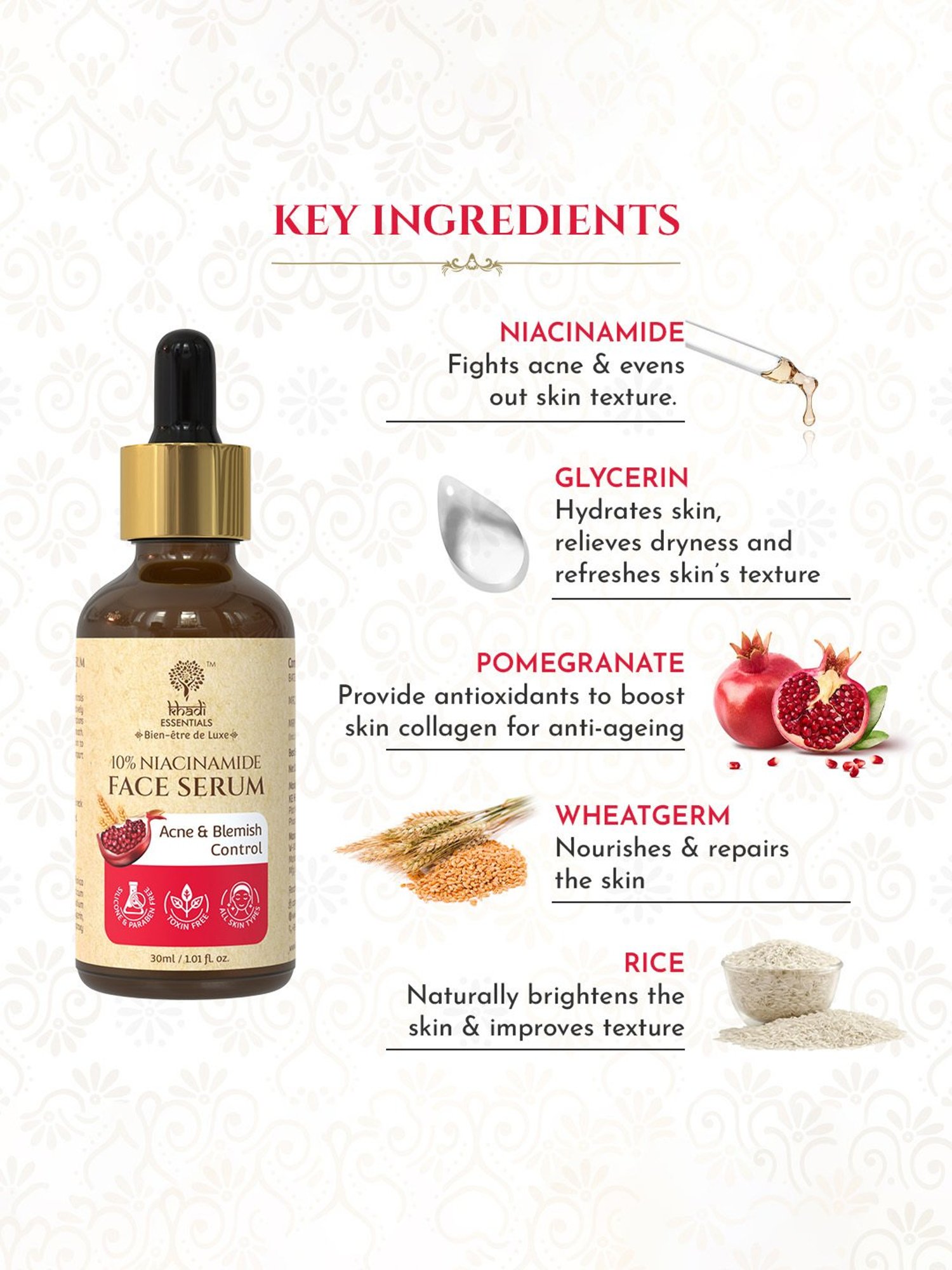 Khadi Essentials Niacinamide Face Serum - 30 ml