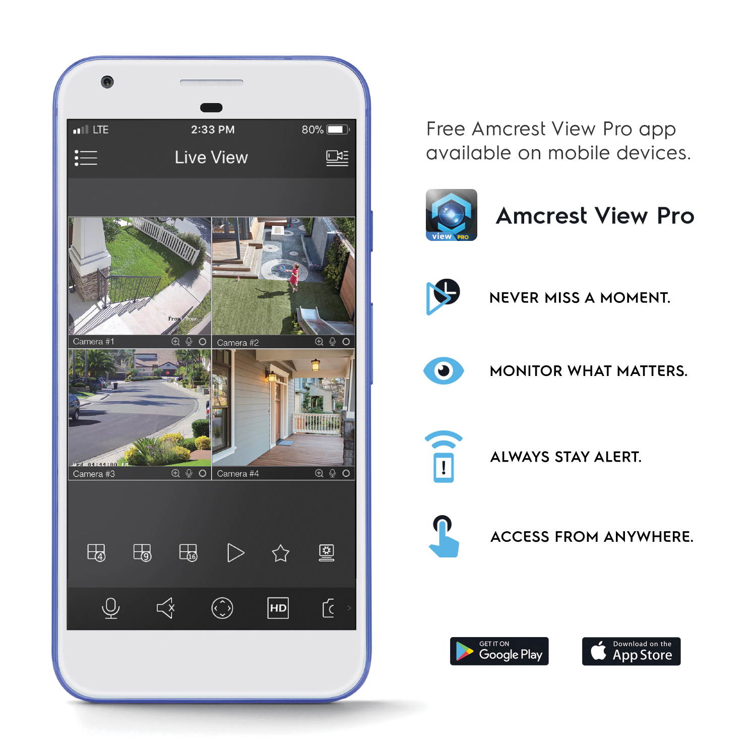 Amcrest UltraHD Outdoor Security IP Turret PoE Camera, 5-Megapixel, 98ft NightVision, 2.8mm Lens, IP67 Weatherproof, MicroSD Recording (256GB), White (IP5M-T1179EW-28MM)