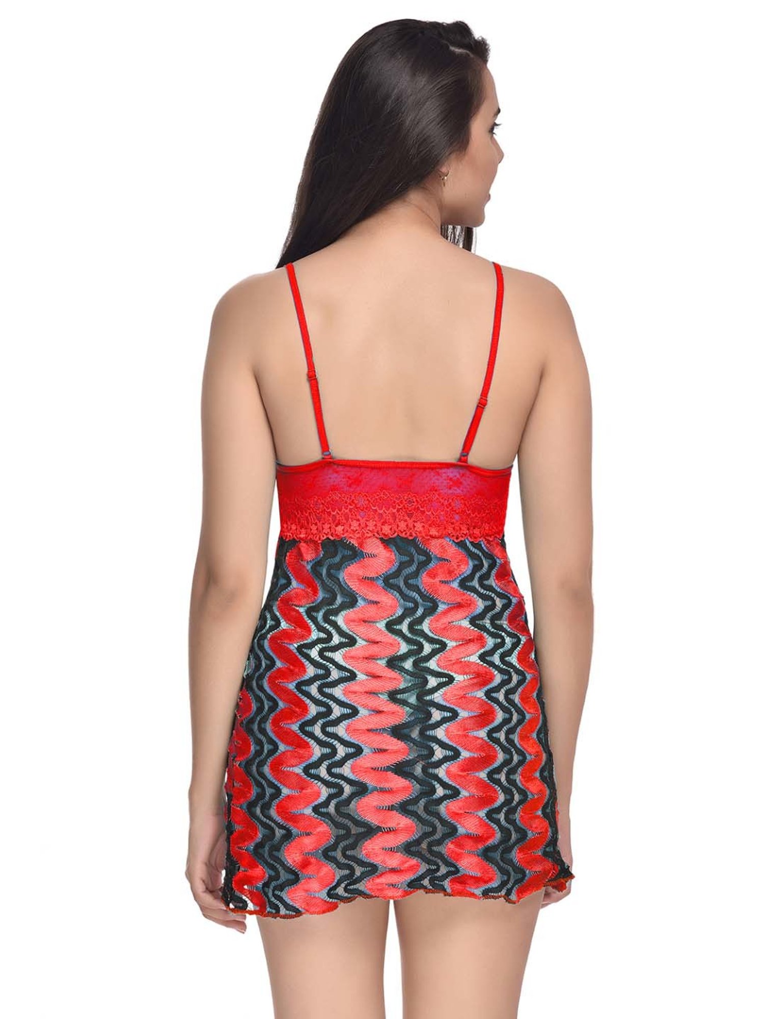 AROUSY Red & Purple Self Pattern Baby Dolls - Pack Of 2