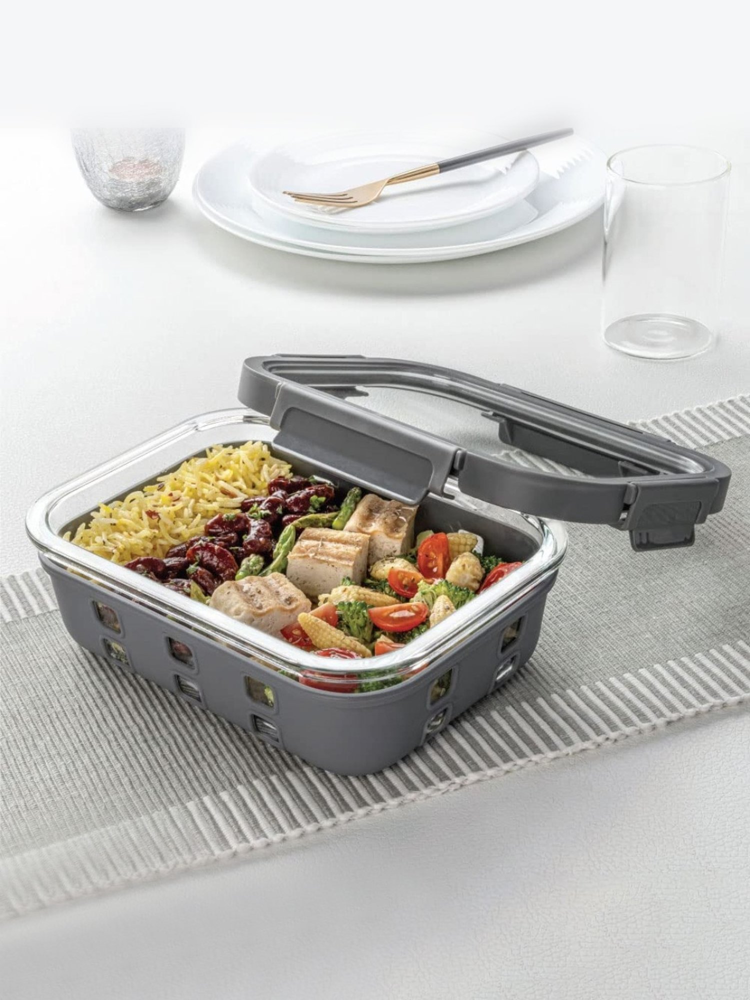 Borosil Transparent Glass Containers (1040 ml)