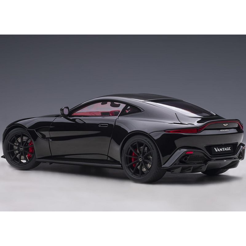 2019 Aston Martin Vantage RHD (Right Hand Drive) Jet Black with Red Interior 1/18 Model Car by Autoart