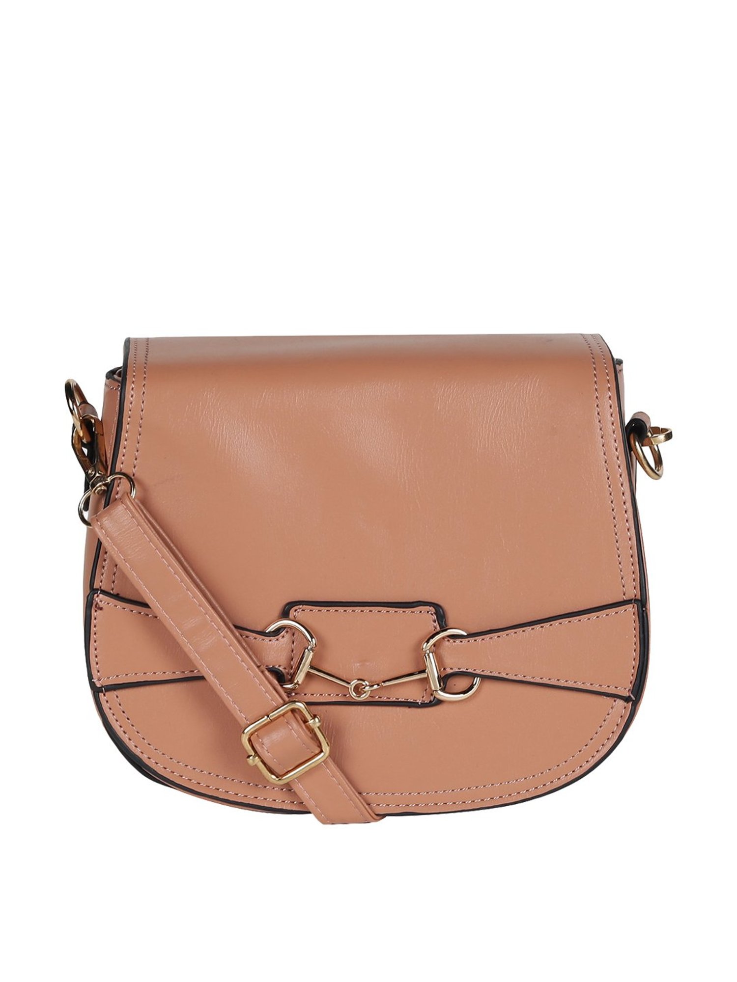 Crusset Peach Solid Small Sling Handbag