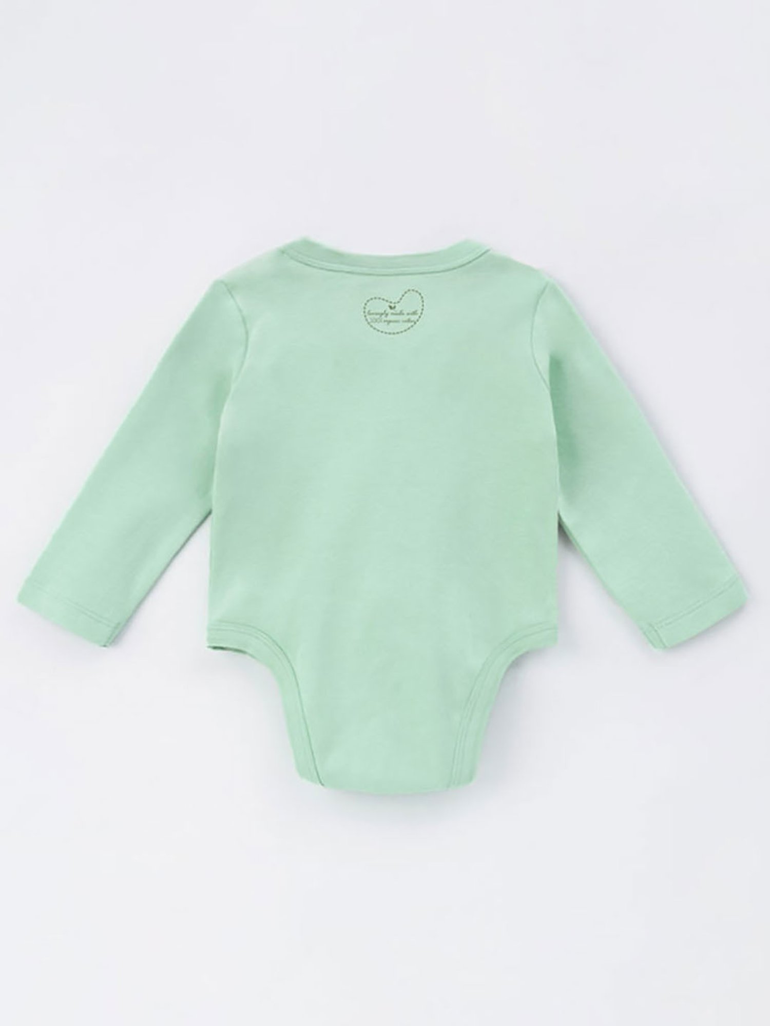 Ed-a-Mamma Baby Green Solid Full Sleeves Bodysuit