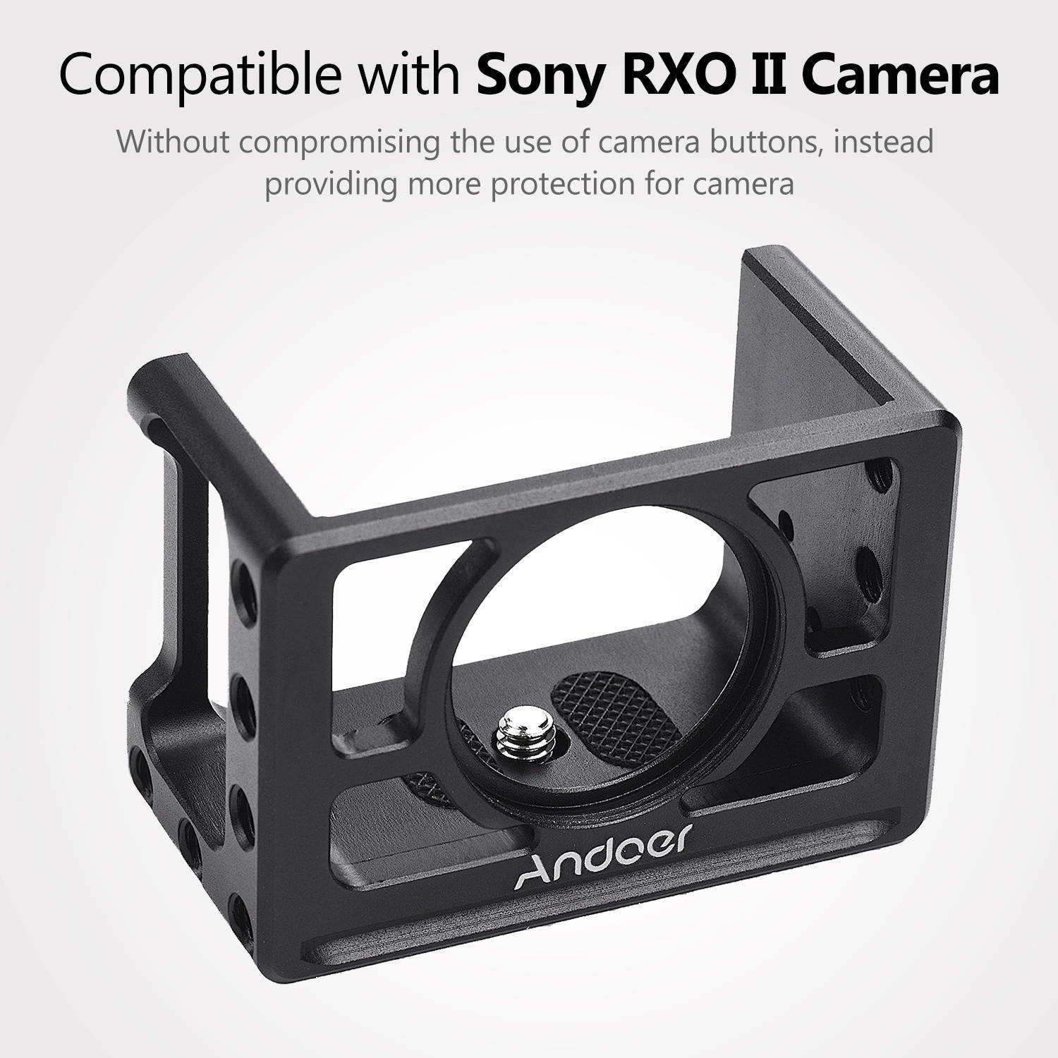 Andoer Metal Camera Cage Mount Protective Case with 1/4 Inch Screws Cold Shoe Compatible with SONY RX100 VI VII Cameras