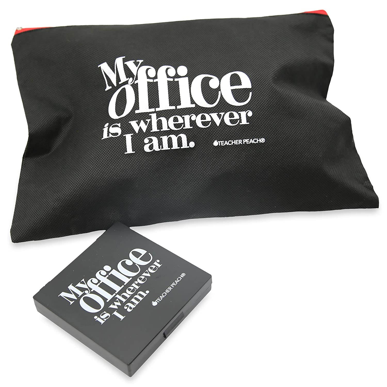 Tangram Puzzle with Colorful Office Supplies and Document Pouch - My Office is Wherever I Am Kit (Black)