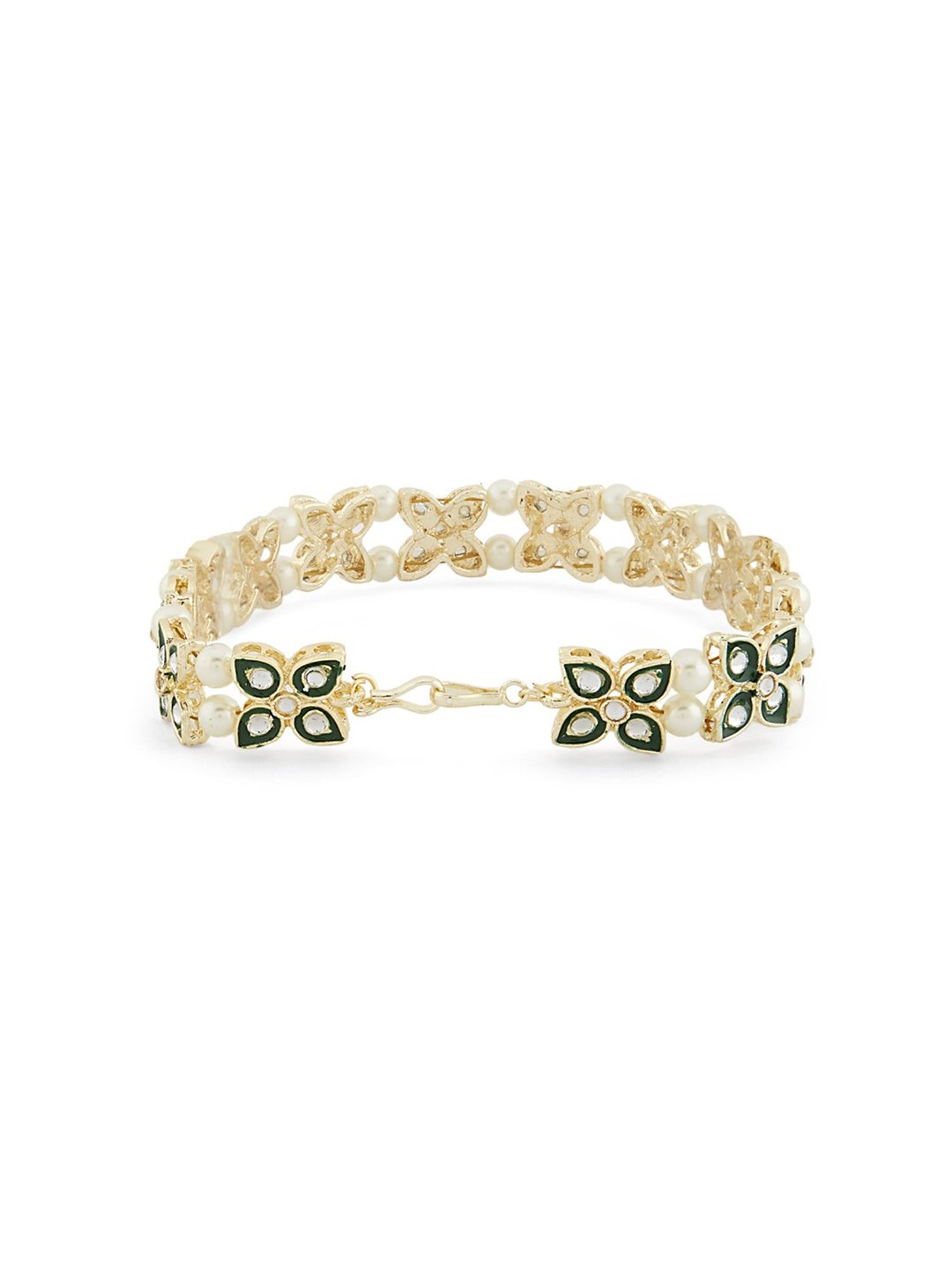 Zaveri Pearls Green Meenakari Flowers Traditional Kundan Head Chain-ZPFK13530