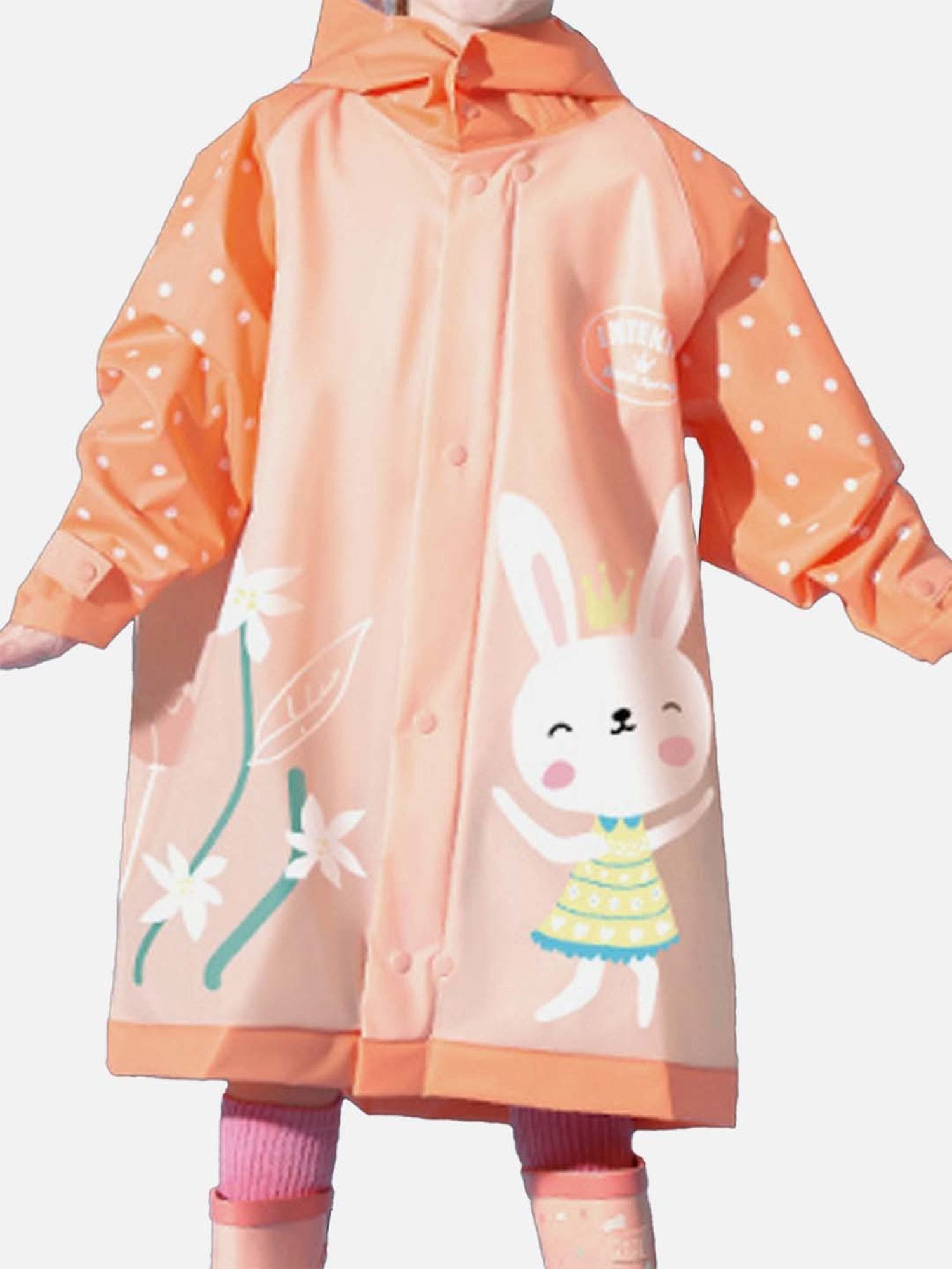 Little Surprise Box Kids Orange Printed Full Sleeves Raincoat