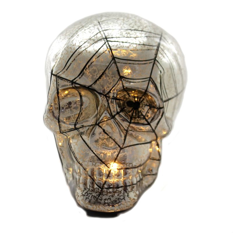 Shiny Brite 6.0" Halloween Spider Web Skull Light Up Spooky  -  Decorative Figurines
