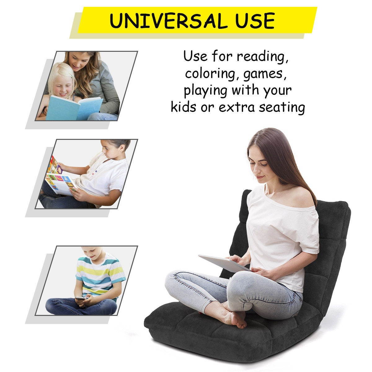 Adjustable 14-Position Floor Chair Folding Lazy Gaming Sofa Chair Cushioned New