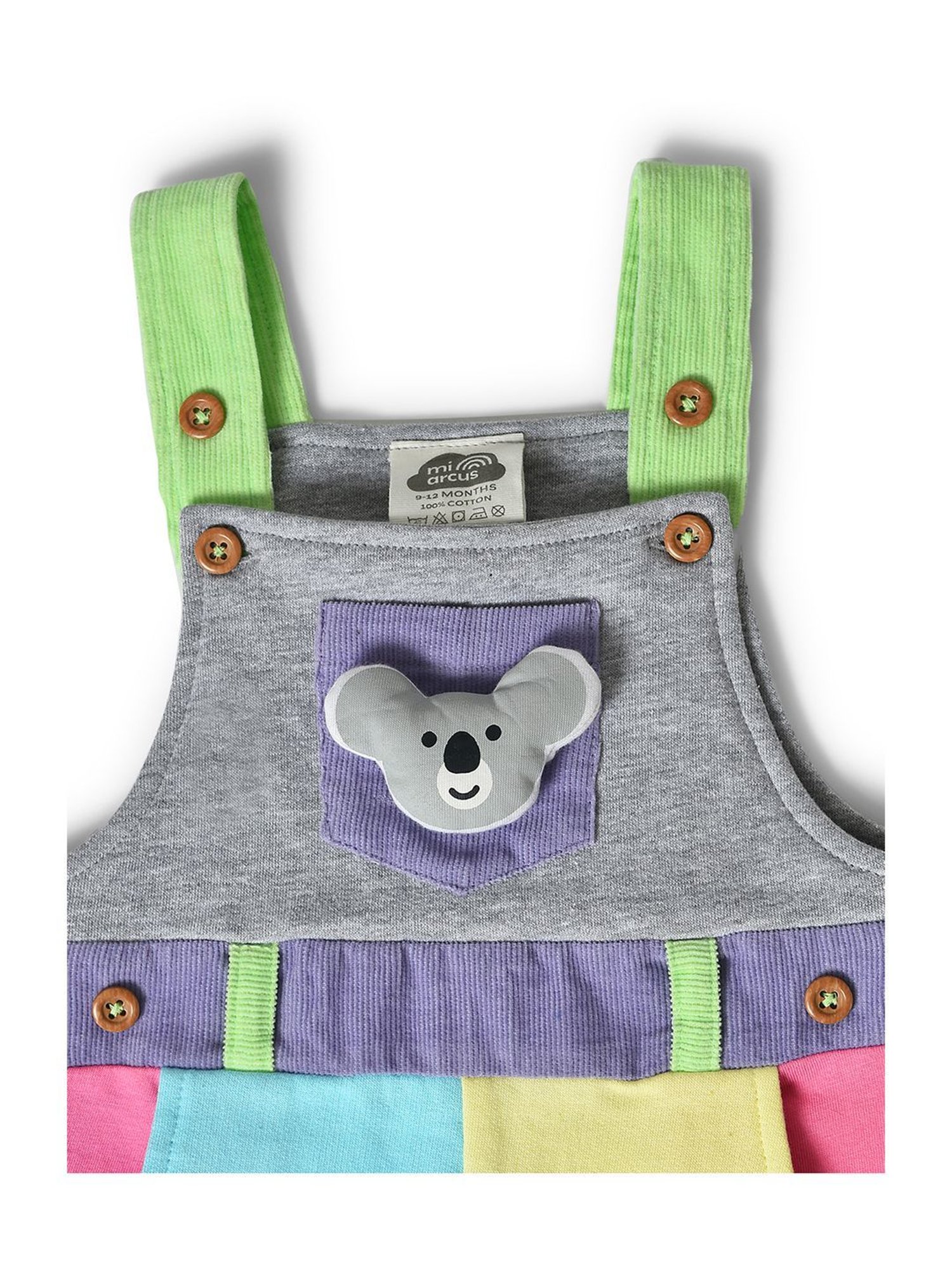 MiArcus Kids Multicolor Cotton Color Block Dungaree