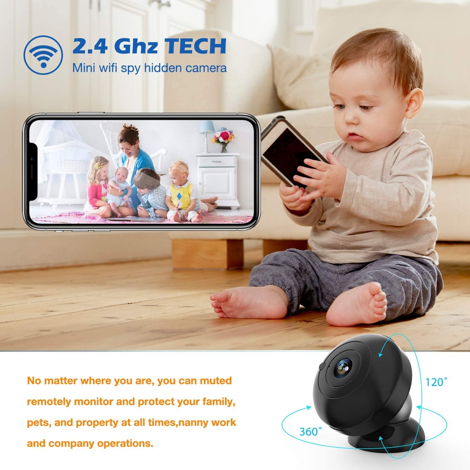 Mini Spy Camera 1080p Hidden Camera,Wireless WiFi Small USB Hidden Camera with Audio Night Vision and Motion Activated Indoor Use Security Cameras Surveillance Cam for Car Home Office (Coal-Black)