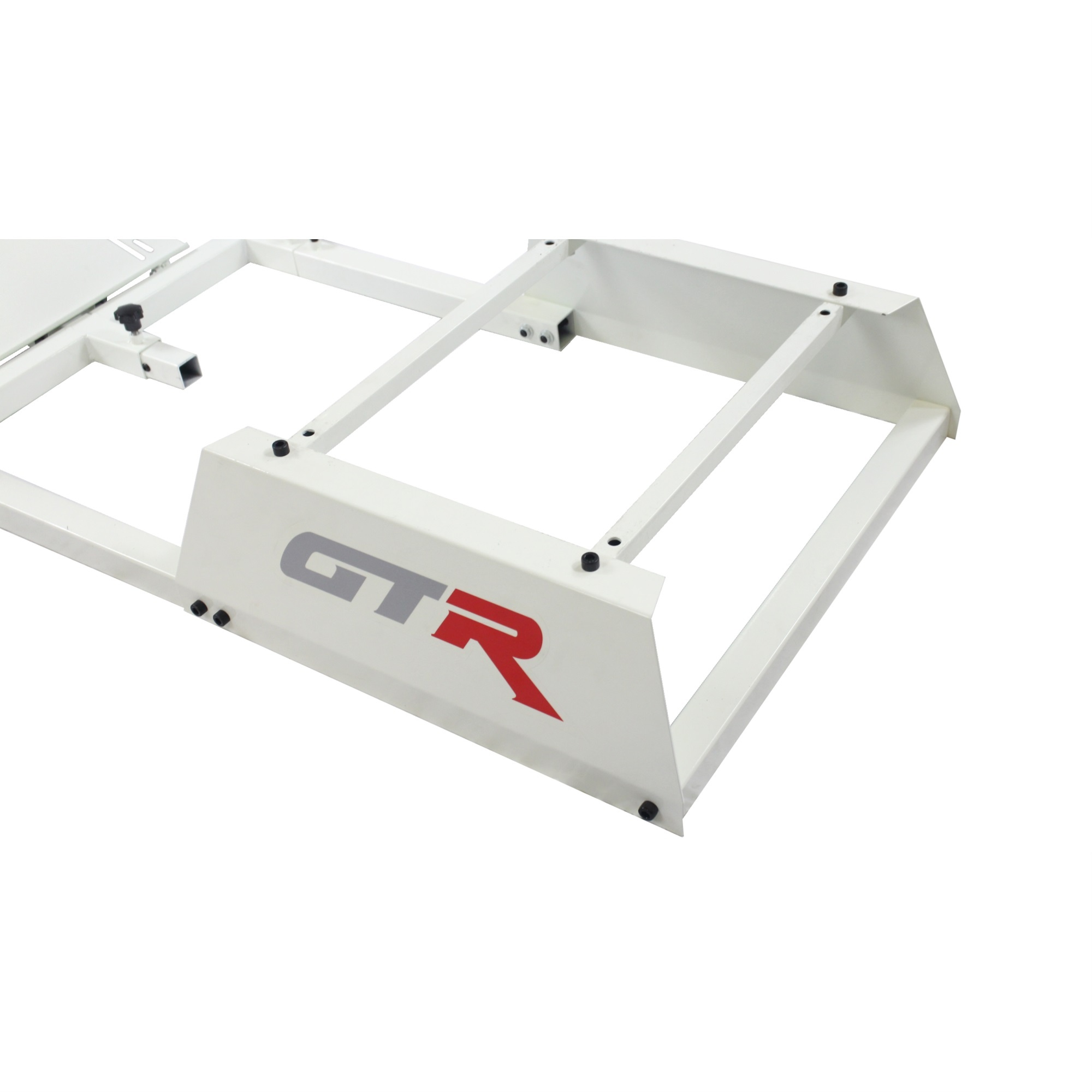 GTR Simulator GTAF-WHT-S105LBK - GTA-F Model (White) Triple or Single Monitor Stand with Black Adjustable Leatherette Seat, Racing Simulator Cockpit Gaming Chair Single Monitor Stand