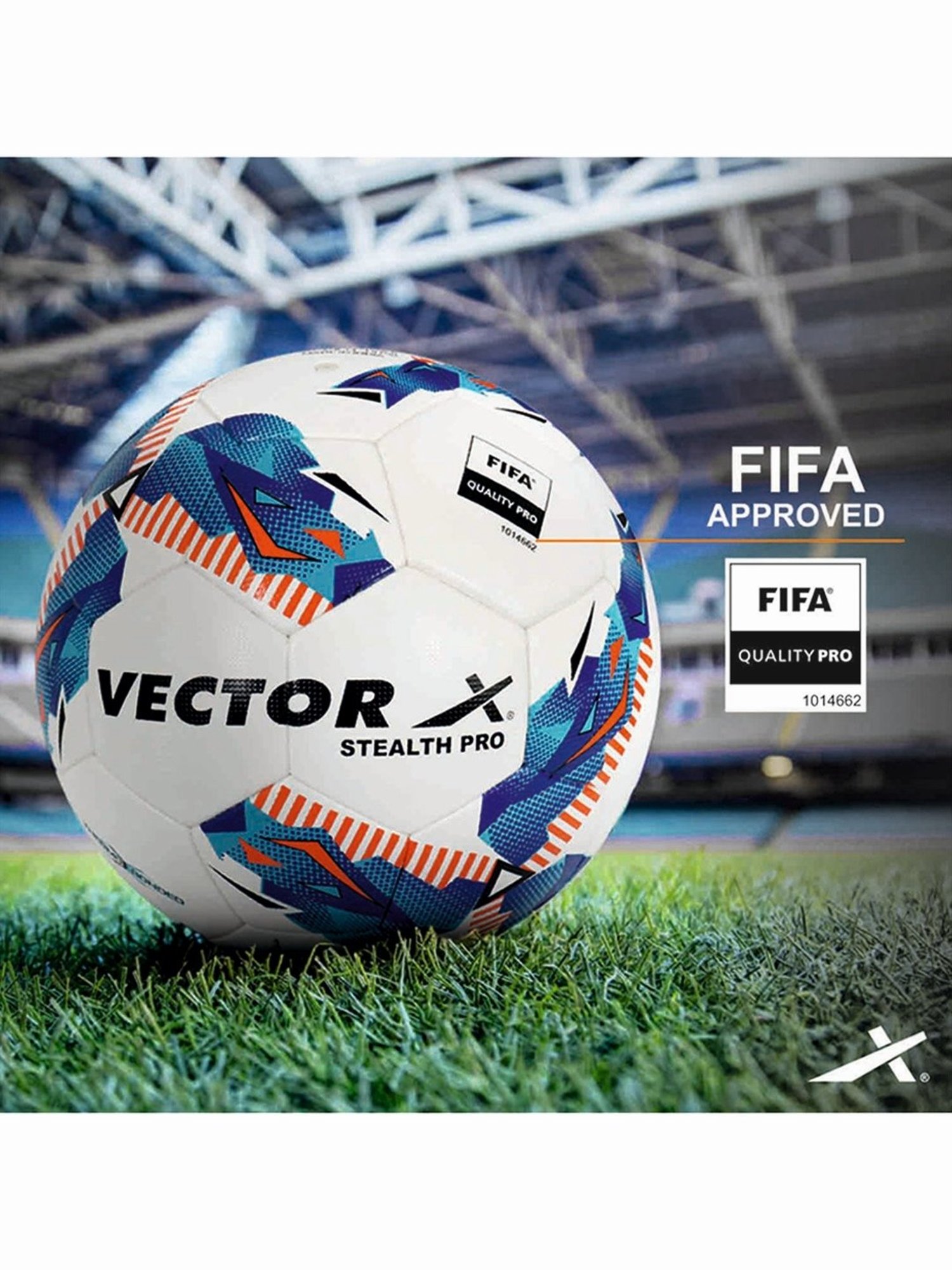 Vector X Stealth Pro FIFA Quality Pro PU Pasted Inflated Thermo Bonded Football (Multi) Size - 5