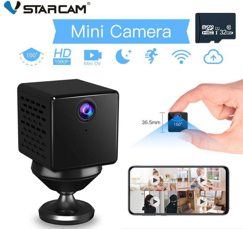 Vstarcam C90S Mini Spy Camera 1080P Mini IP Camera Built-in 150 Degree Wide Angle Night Vision CCTV Wifi Camera Baby Monitor , Rechargeable Battery, Flexible Magnetic Bracket with 32GB TF Card