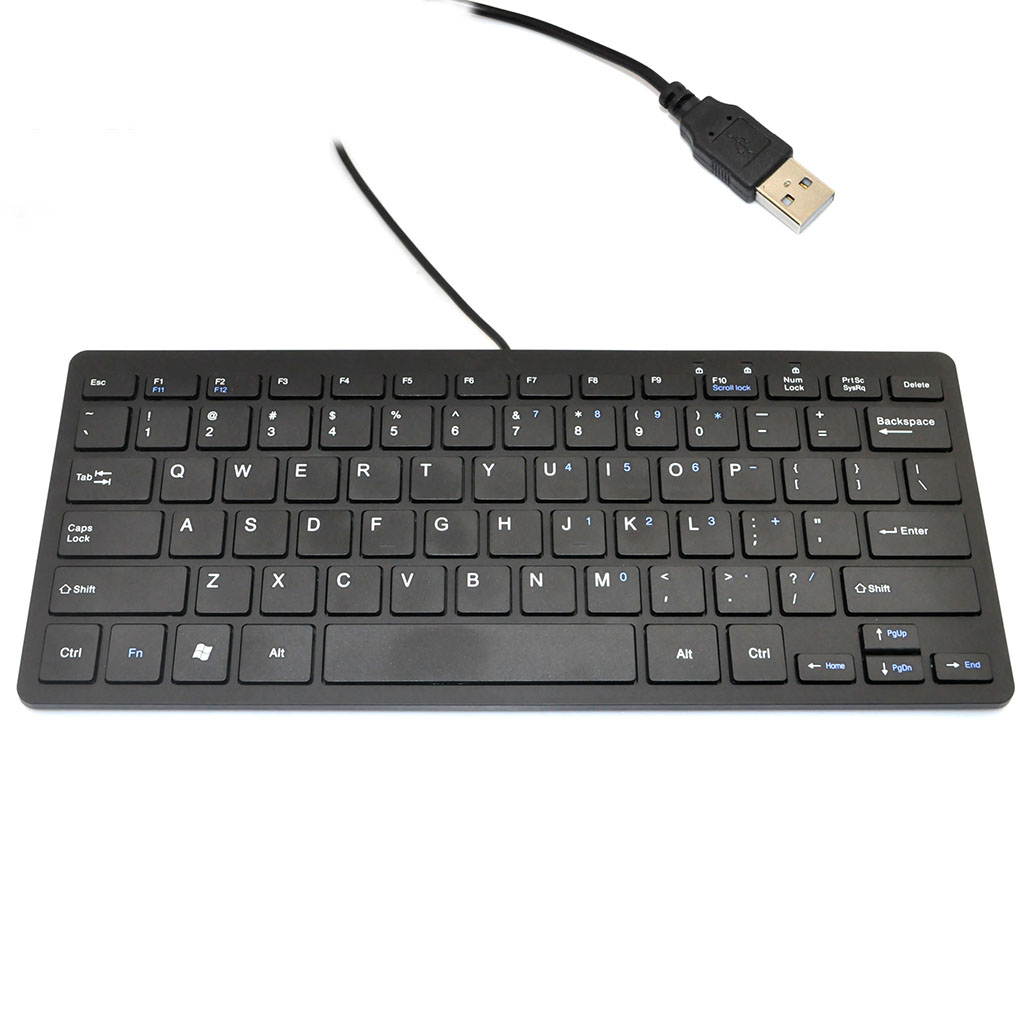 iKKEGOL Mini USB Slim Wired 78 Key Small Compact Keyboard for Desktop Laptop PC Win 7 - Black