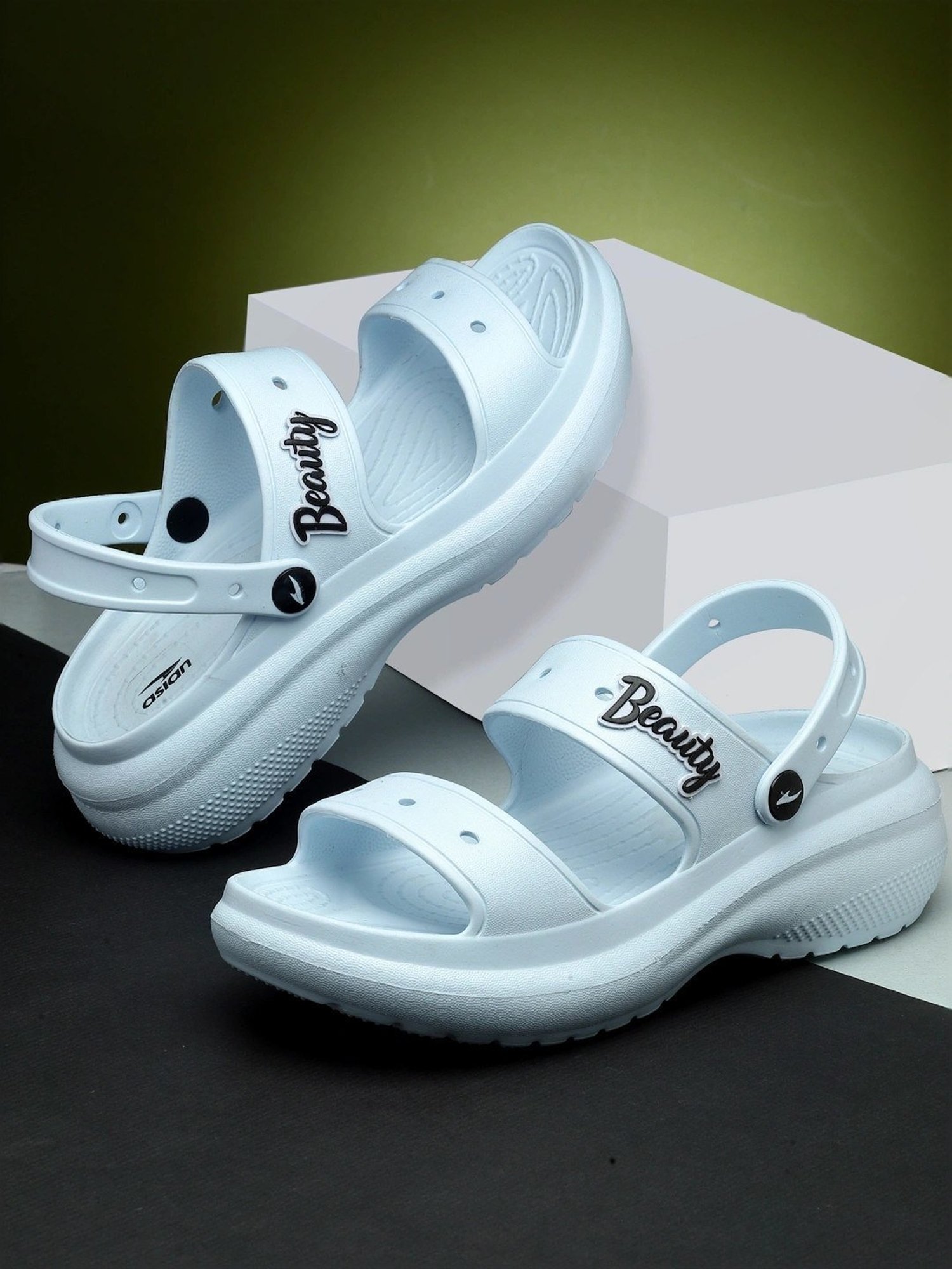 Asian Women's Blue Sling Back Wedges