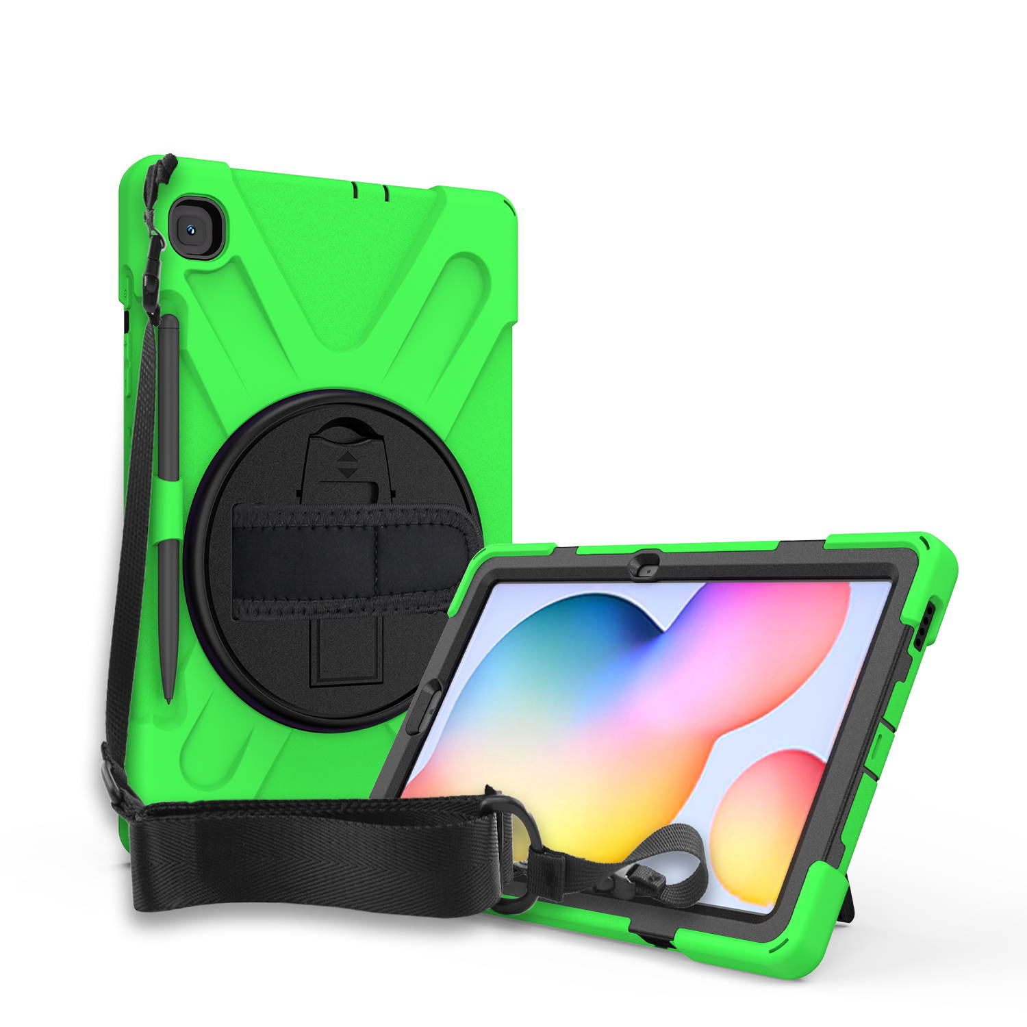 Galaxy Tab S6 LITE 10.4 P610 Case Cover, Heavy Duty Shield, Kickstand, Handstrap, Carrying Shoulderstrap Sling For Samsung Galaxy Tab S6 Lite 10.4 P610 [Green]