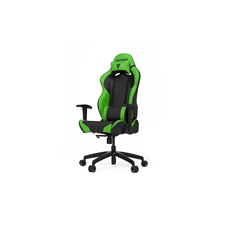 Gaming Chair Racing Seat, S-Line Slim SL2000 BIFMA Cert, Black/Green
