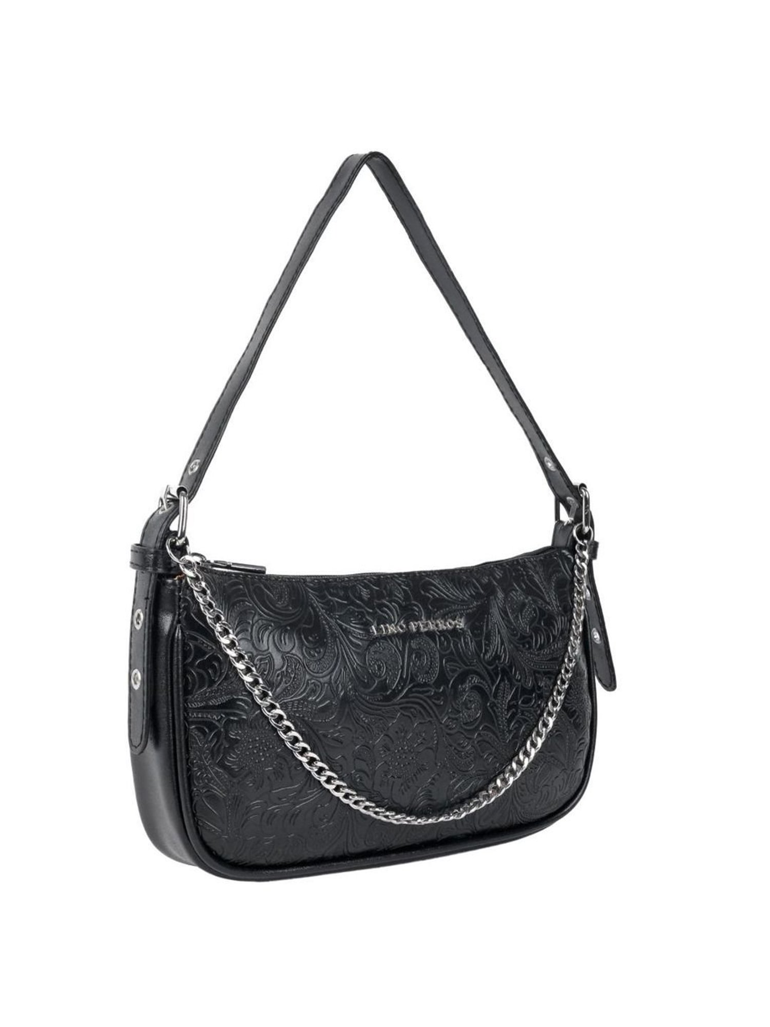 Lino Perros Black Printed Medium Shoulder Handbag