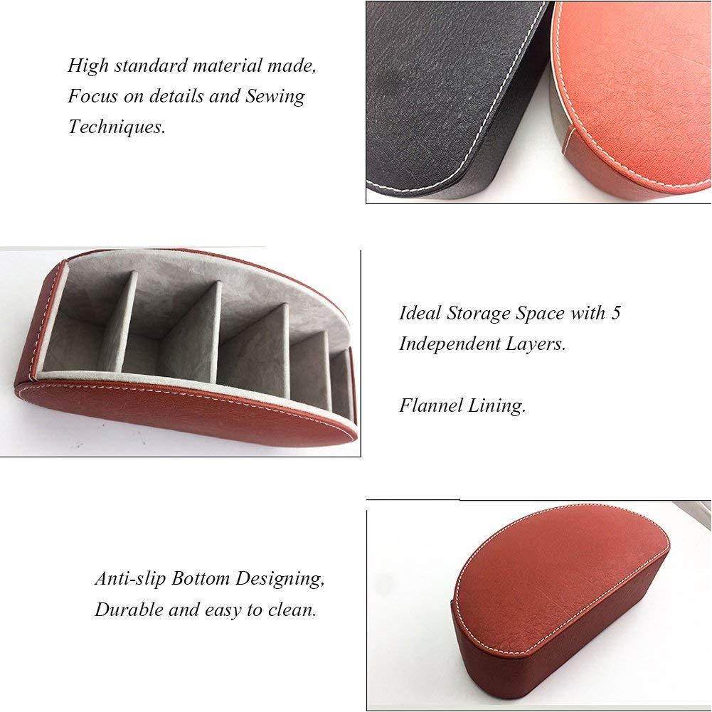 Fosinz Remote Control Holder Organizer Leather Control Storage TV Remote Control Organizer with 5 Spacious Compartments (Brown)